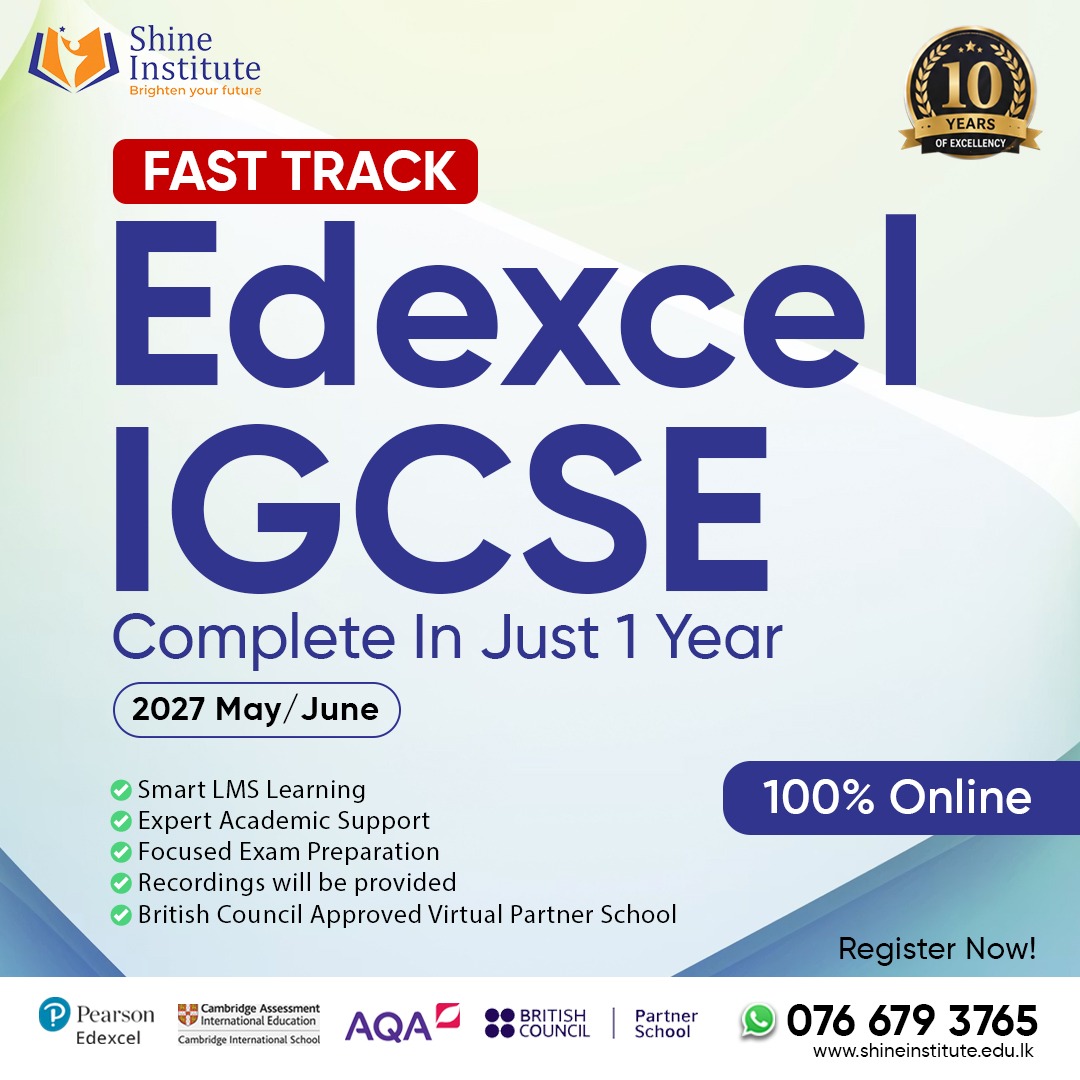 Shine Institute Facebook ad: Edexcel IGCSE in Just 1 Year!