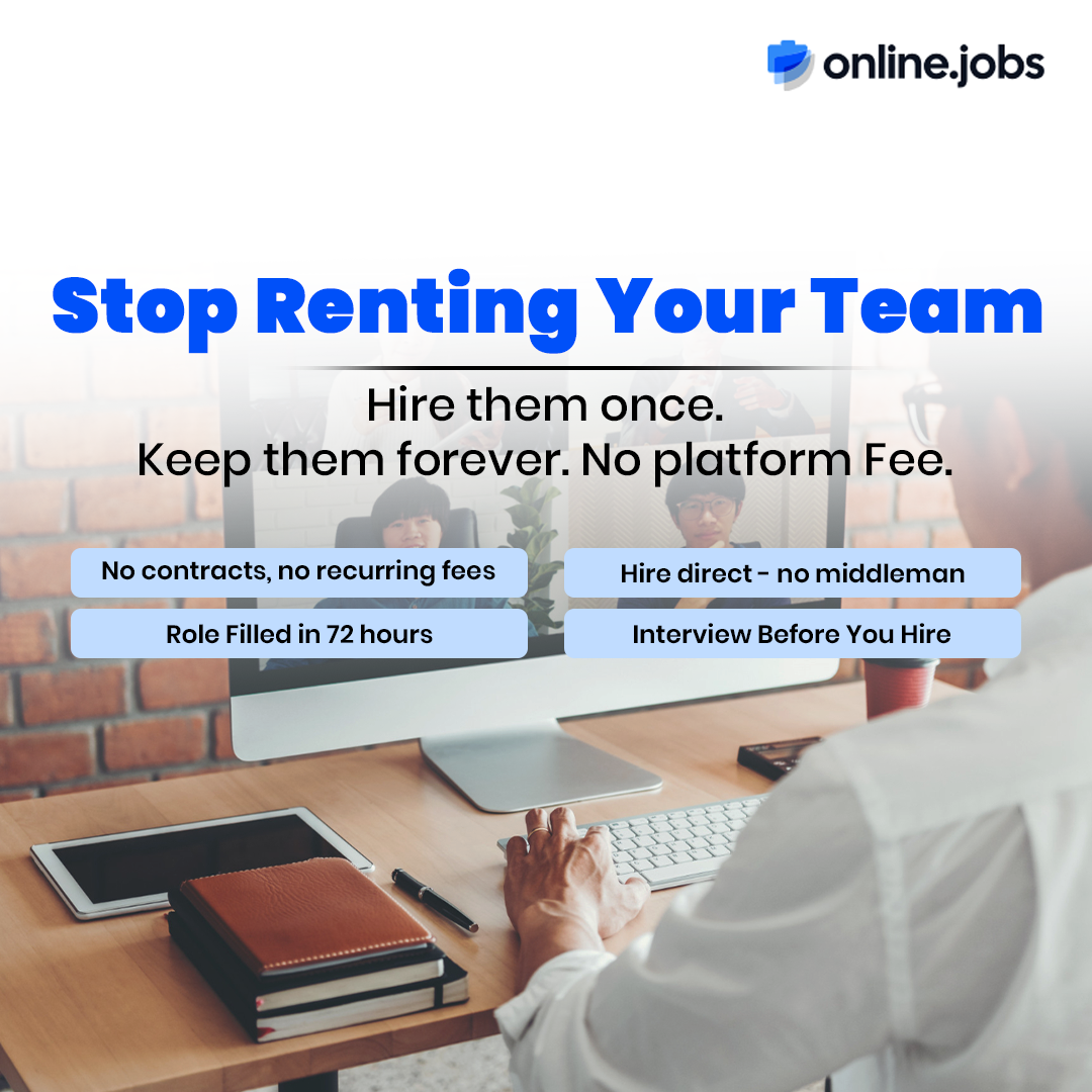 Online Jobs Media LLC Facebook ad: Hire once. Keep them forever. No fees.