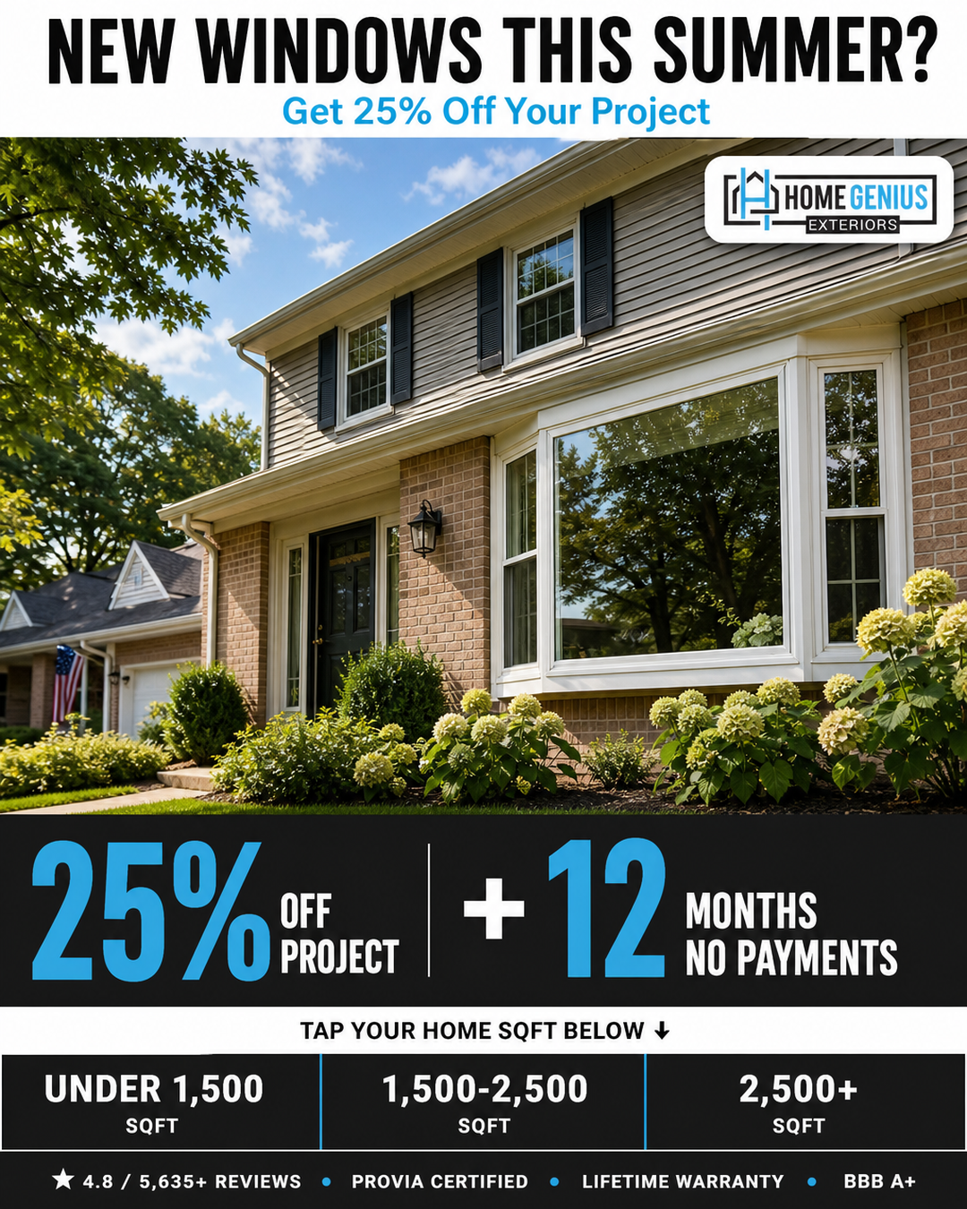Home Genius Exteriors Facebook ad