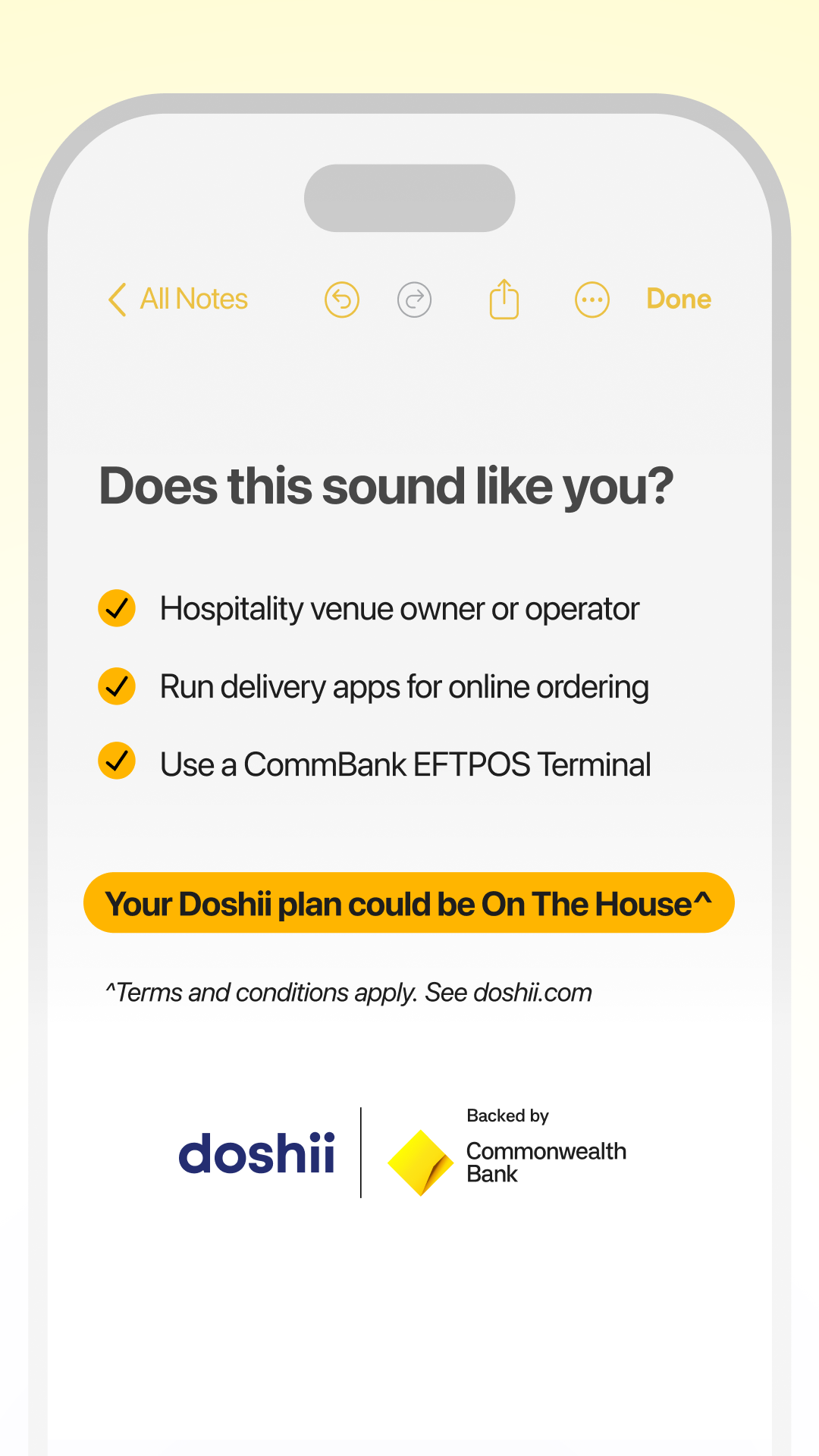 Doshii Facebook ad: Doshii On The House^