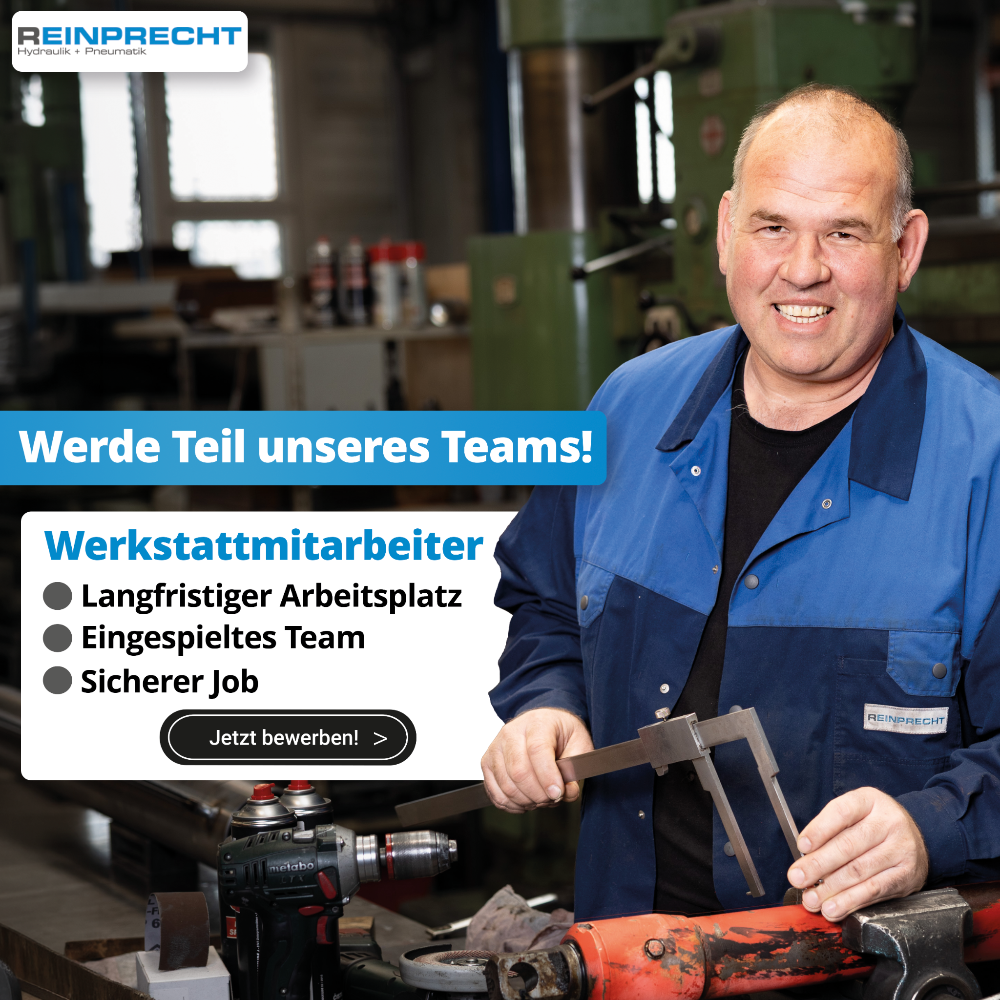 Reinprecht Hydraulik Pneumatik GmbH Facebook ad: Werkstattmitarbeiter (m/w/d) gesucht!