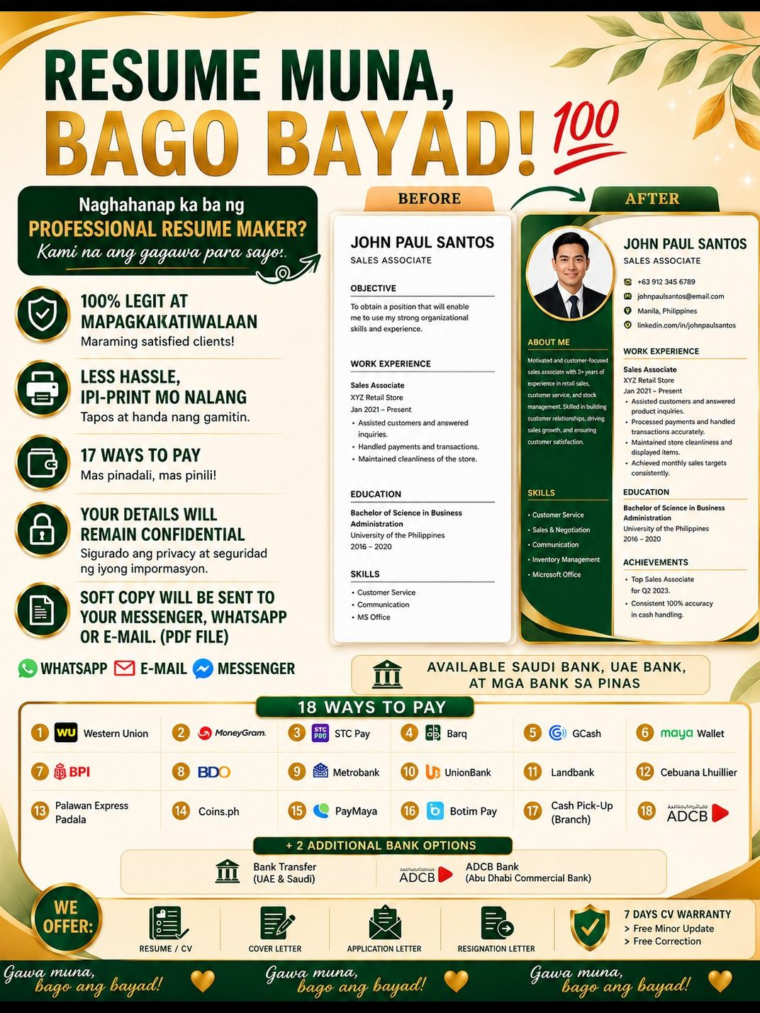 Resumé & CV Pinoy Experts Facebook ad: Chat in Messenger