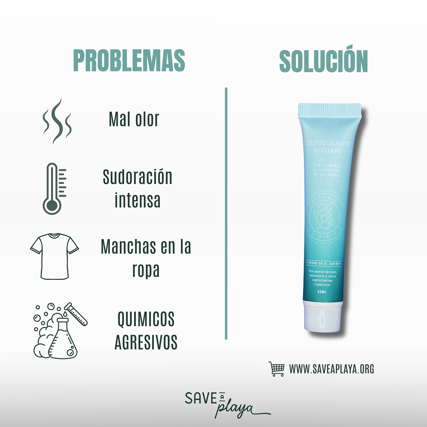 Save a Playa Facebook ad: ¿Cansad@ del mal olor, la sudoración intensa o…