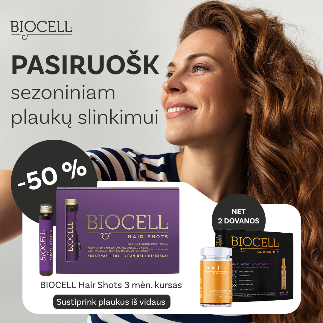 BIOCELL Lietuva Facebook ad: Plaukai silpni, sausi, lūžinėja?