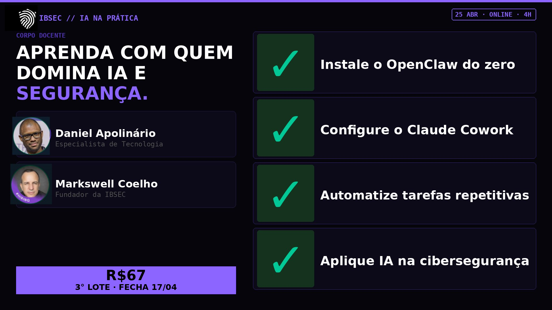 IBSEC - Instituto Brasileiro de Cibersegurança Facebook ad from Apr 14, 2026