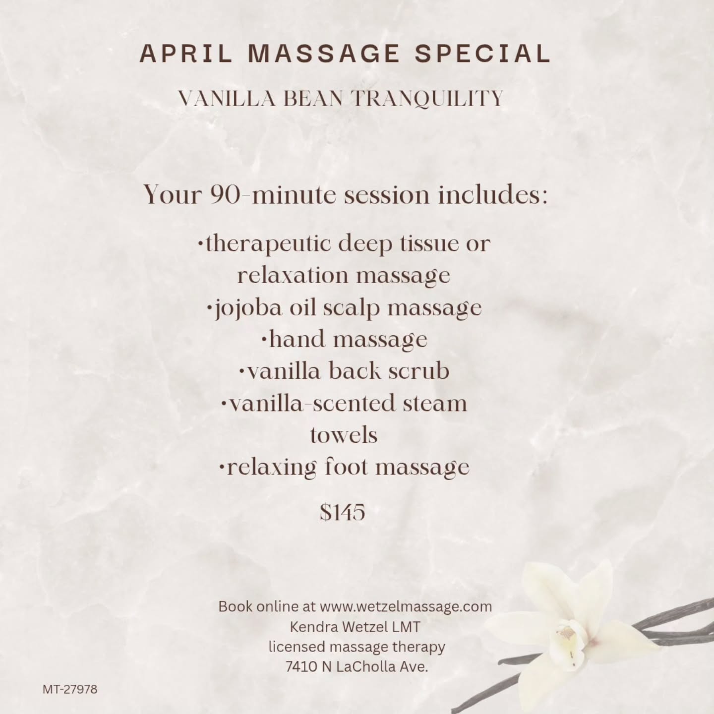 Kendra Wetzel LMT Facebook ad: Today is a great day to schedule your…