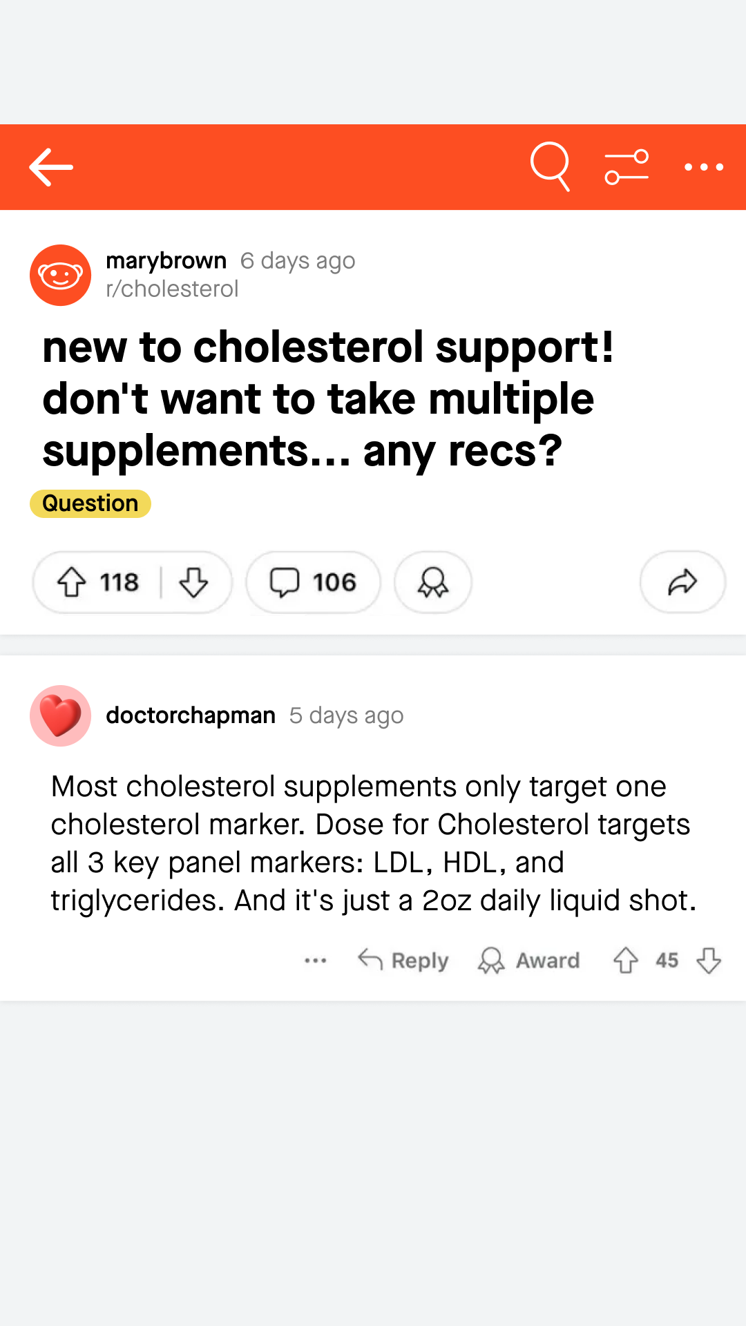 Dose for Cholesterol Facebook ad