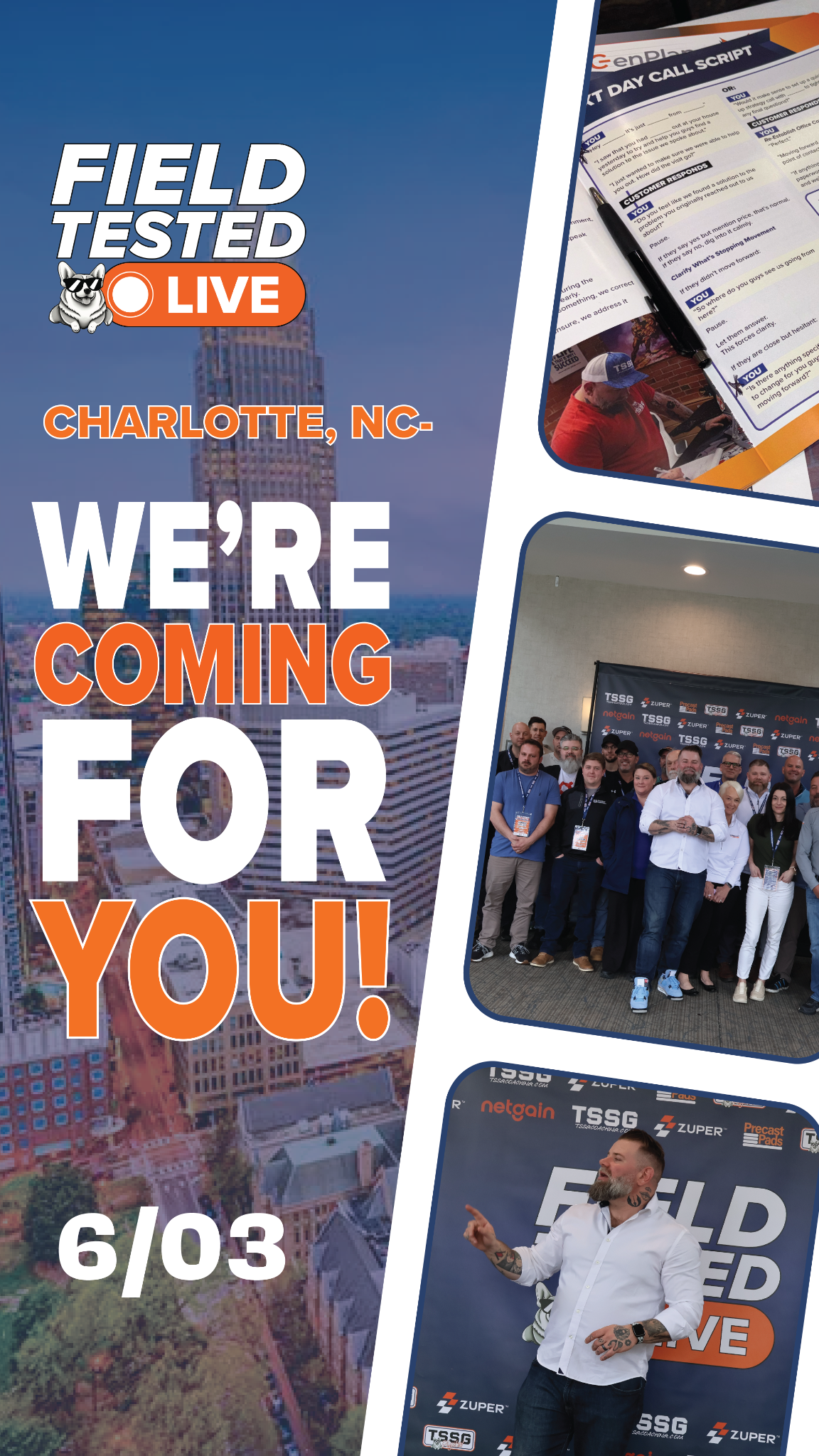 TSSG Facebook ad: Field-Tested Live | Charlotte, NC | June 3rd