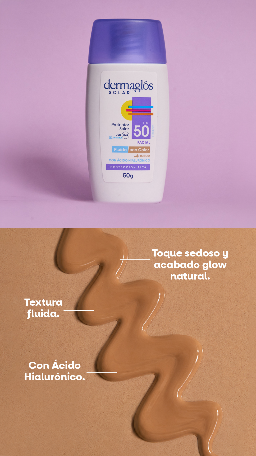 Dermaglós Facebook ad: Un protector solar que se siente tan bien como se ve. ​