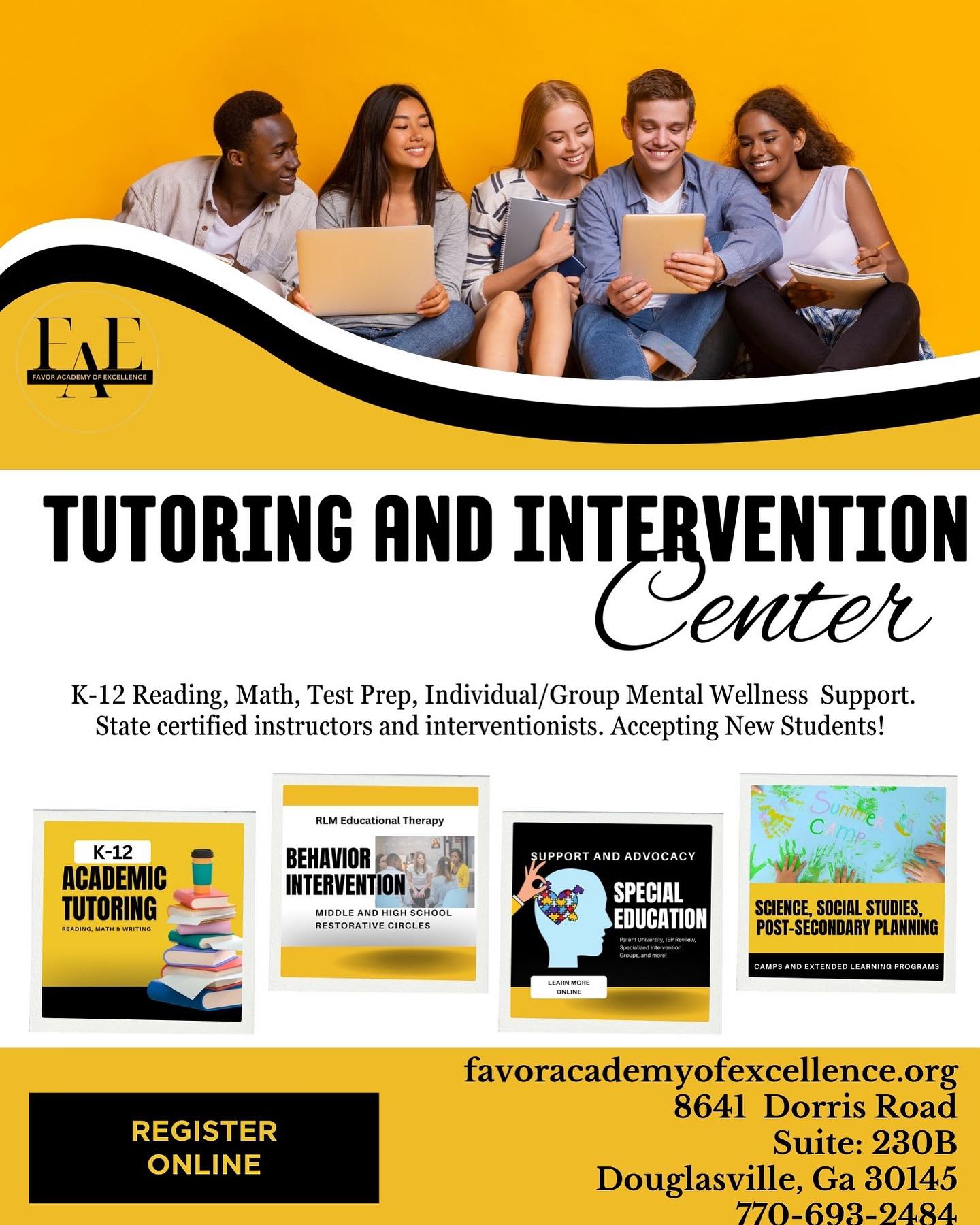 Favor Academy Tutoring Center Facebook ad: Invest in your child's academic, social and emotional…