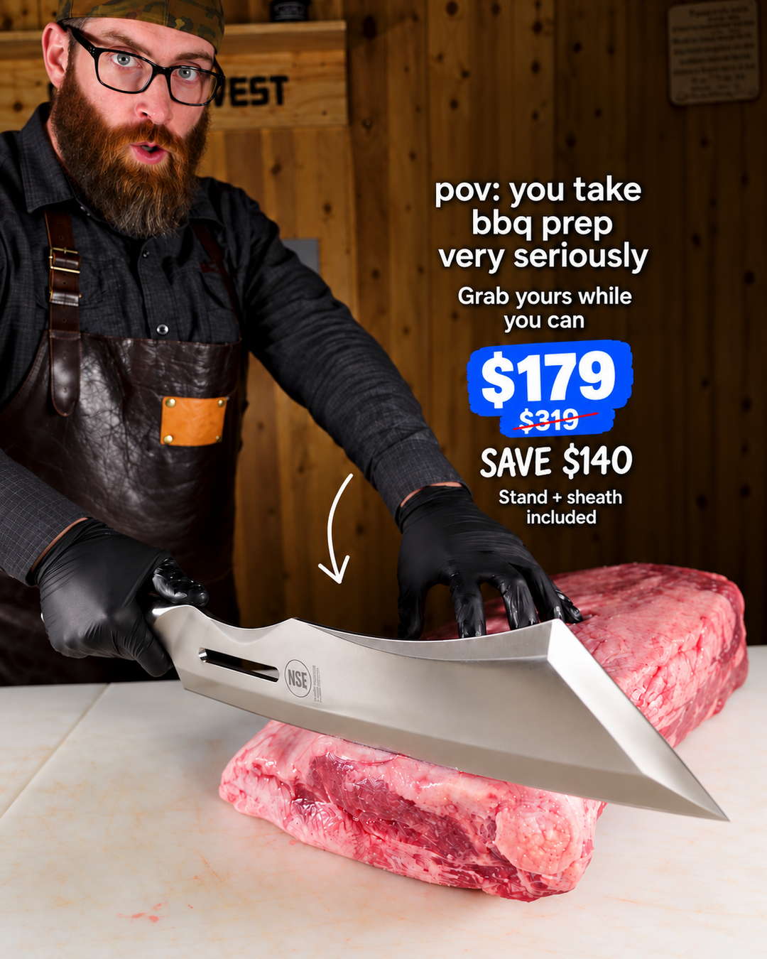 Dalstrong Facebook ad: Annihilator Meat Cleaver with Stand 14 | Gladiator Series…