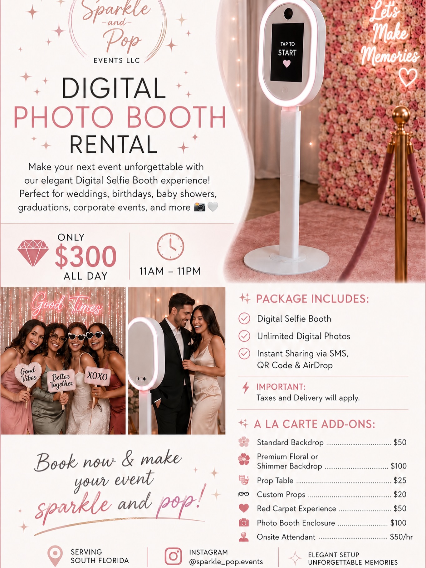 Sparkle and Pop Events LLC Facebook ad: DIGITAL PHOTO BOOTH RENTAL