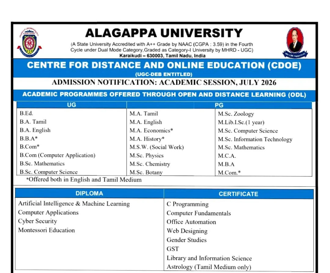 Alagappa University Tpet Facebook ad from Jun 29, 2026