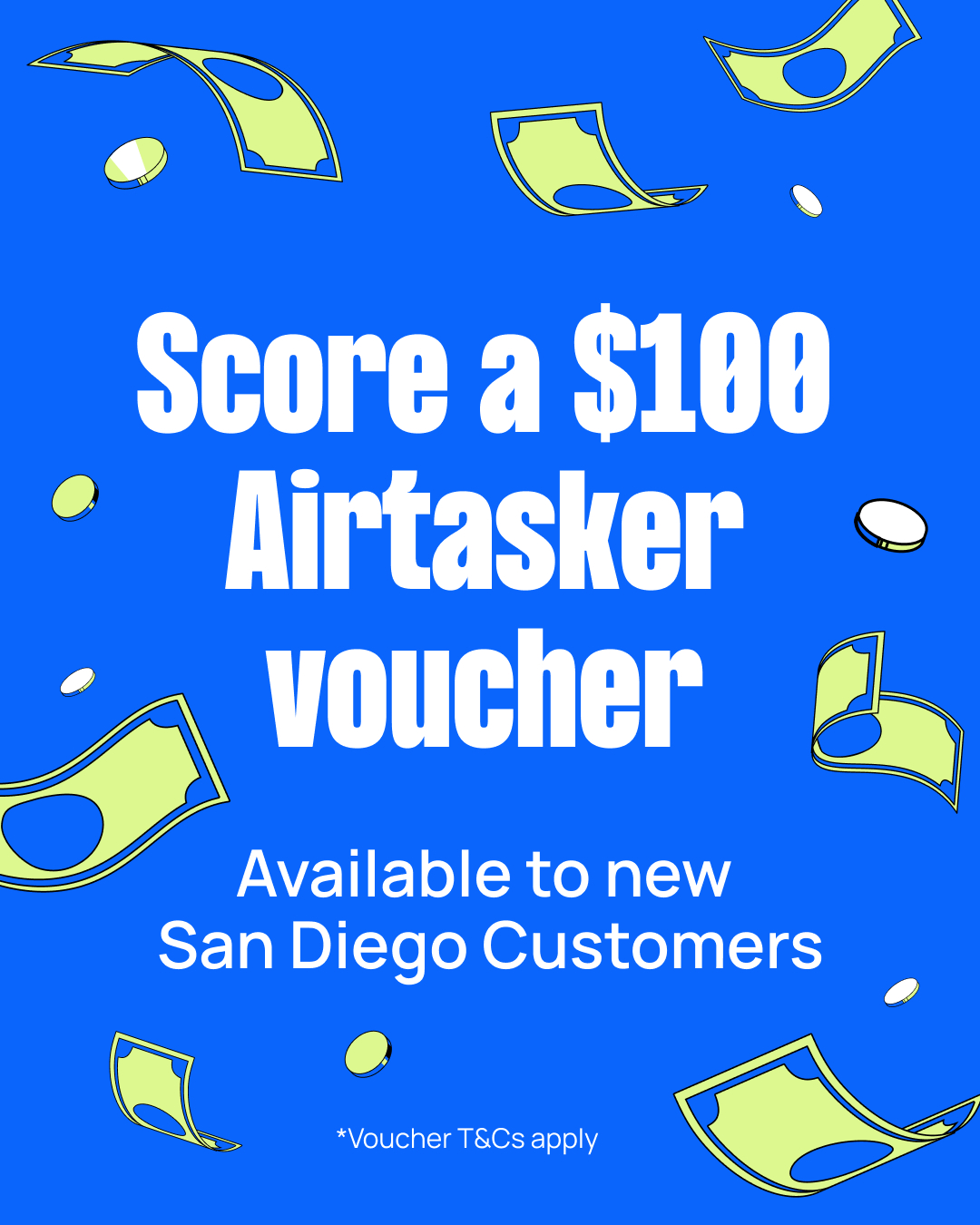 Airtasker US Facebook ad: $100 Airtasker voucher for you