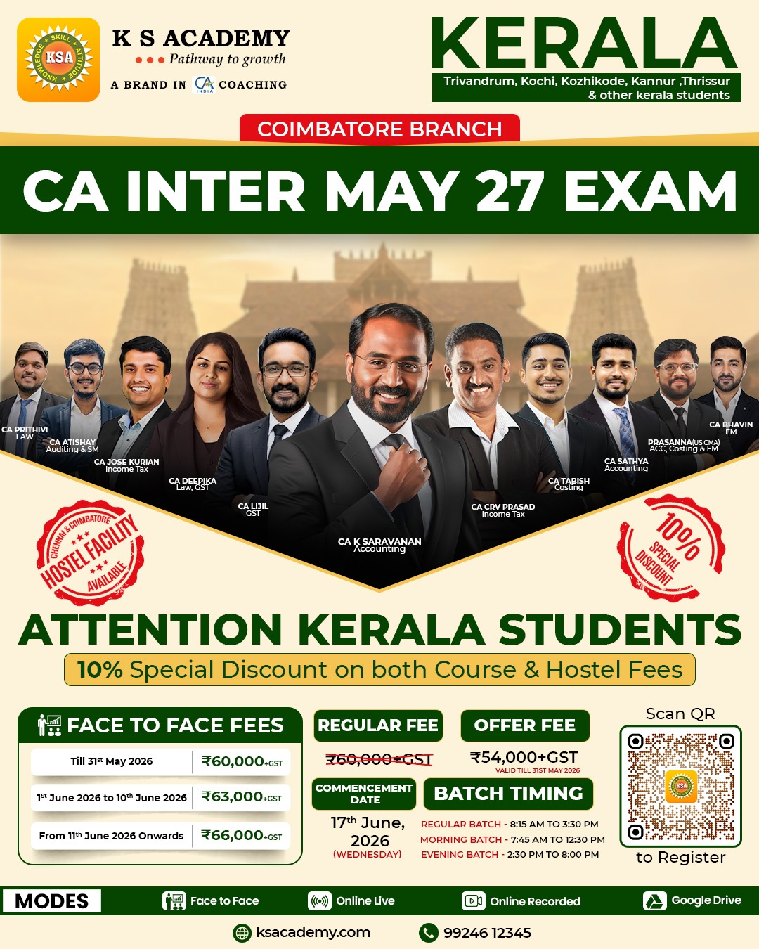 KS Academy Coimbatore Facebook ad: Are you a CA aspirant from Kerala?