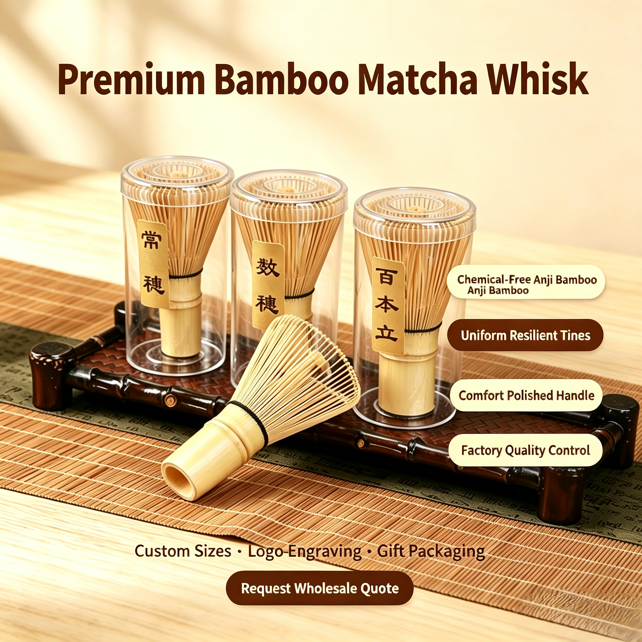 Xiaoyou Bamboo Tea Whisk Facebook ad: Custom Matcha Whisk Bulk Supply