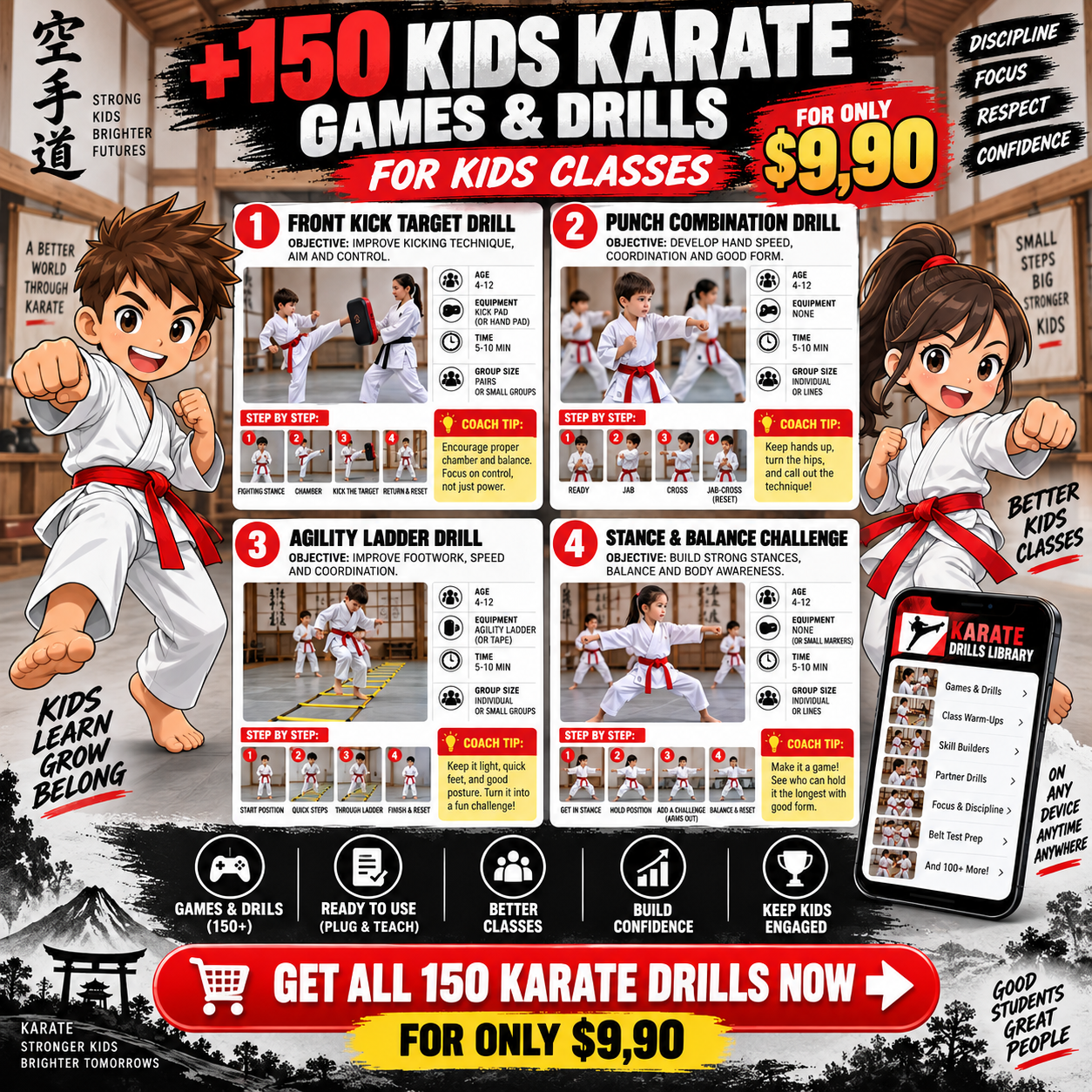 Combat Focus Training Facebook ad: 300+ karate Games & Drills