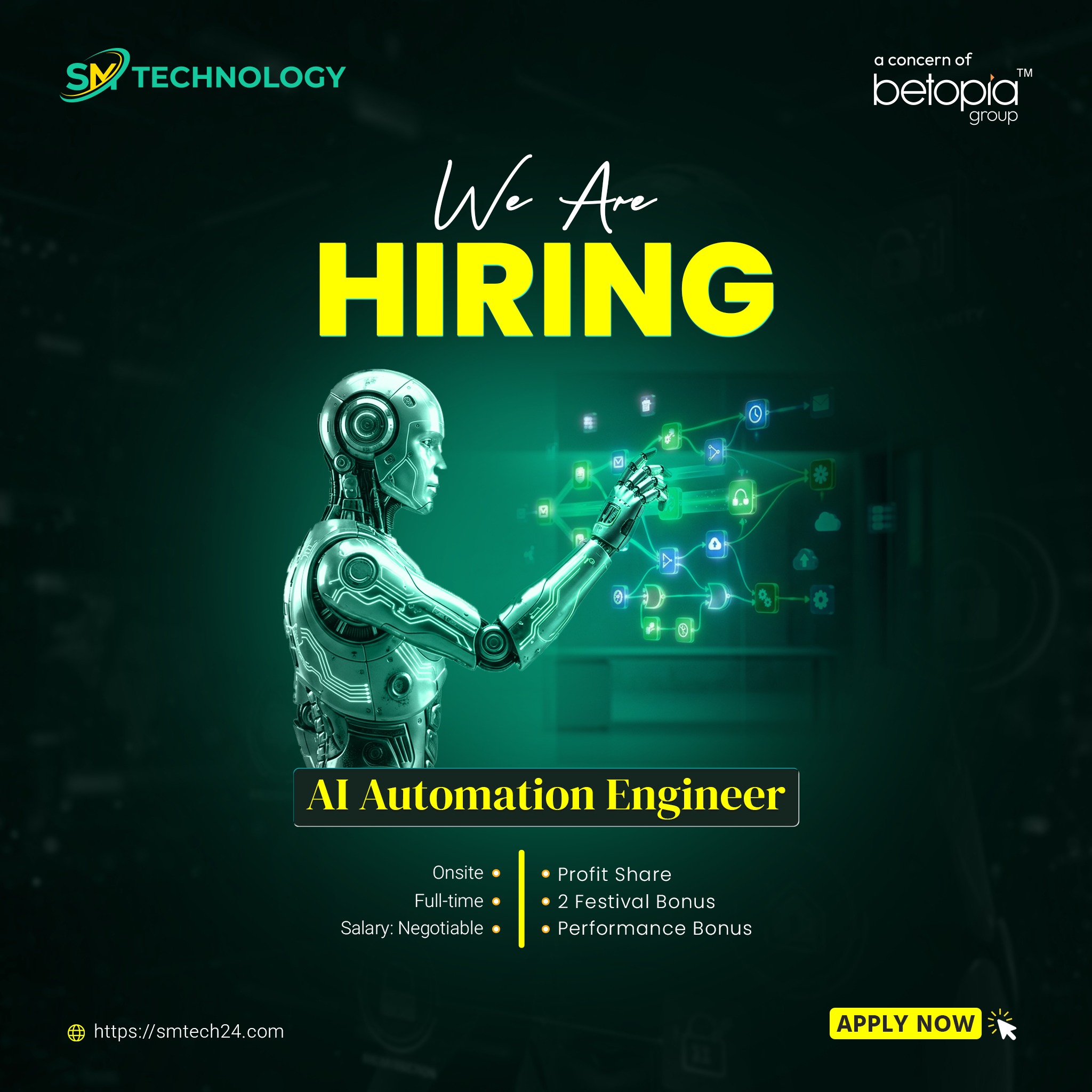 Career at Betopia Facebook ad: We're Hiring! | ๐๐ ๐๐ฎ๐ญ๐จ๐ฆ๐๐ญ๐ข๐จ๐ง ๐๐ง๐ ๐ข๐ง๐๐๐ซ
