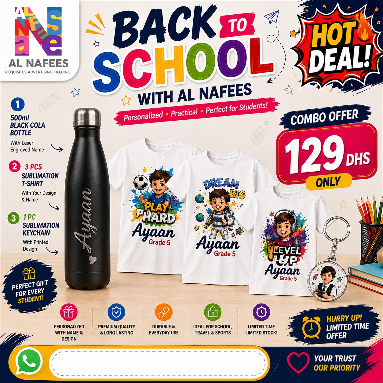 Zahrah Al Nafees Facebook ad: Customized Gifts For Your Kids