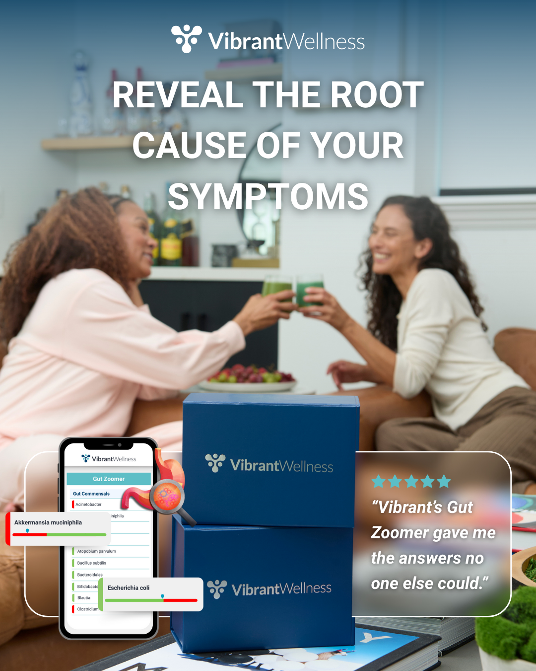 Vibrant Wellness Facebook ad: Stop chasing symptoms. Discover Answers and Start Healing.