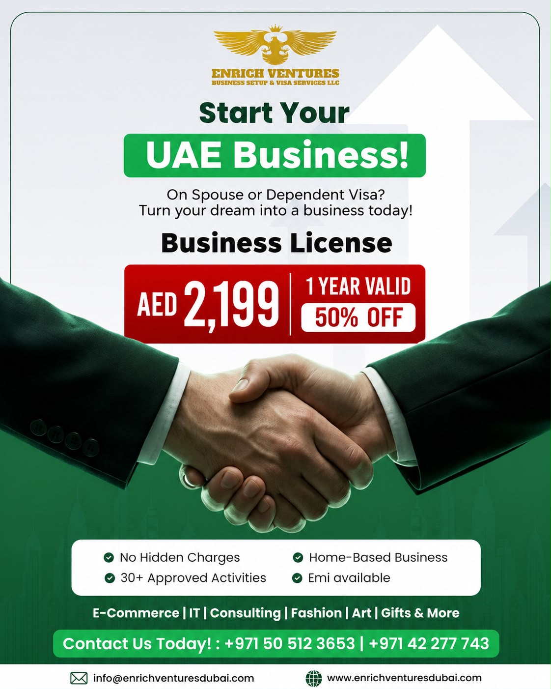 Enrich Ventures Business Setup Services LLC Facebook ad: Start Your UAE Business from AED 2,199