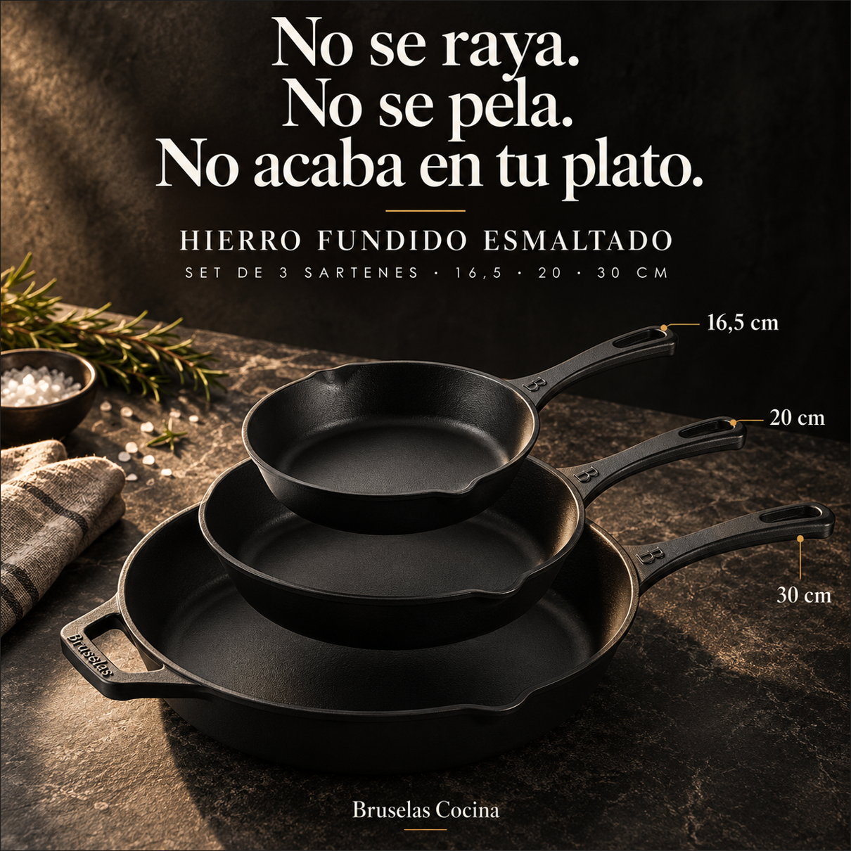Bruselas Cocina Spain Facebook ad: Tu comida merece un sartén que no deje tóxicos.