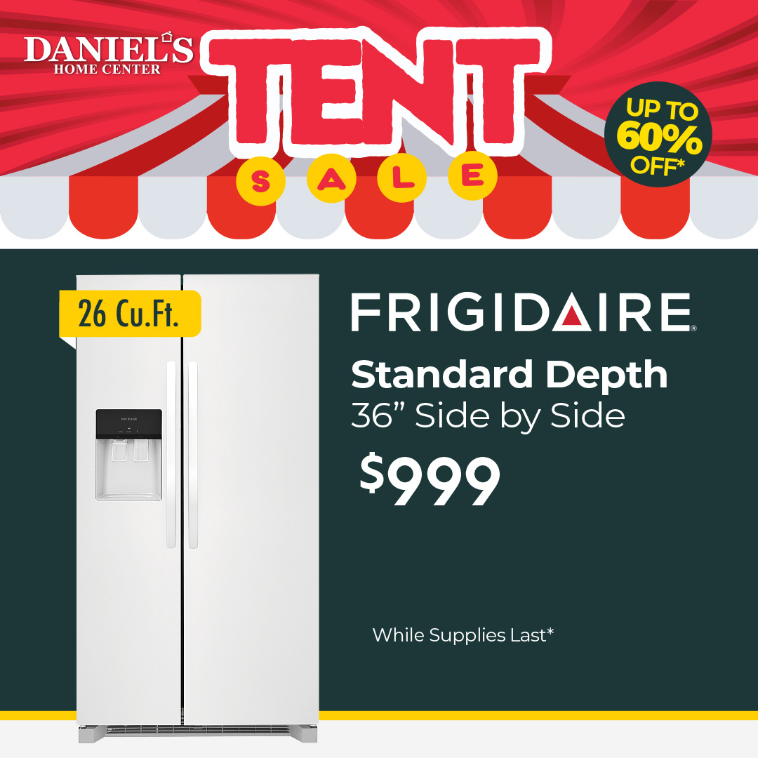 Daniel's Home Center Facebook ad: Shop Daniel's Smartest Appliances Tent Sale Now!