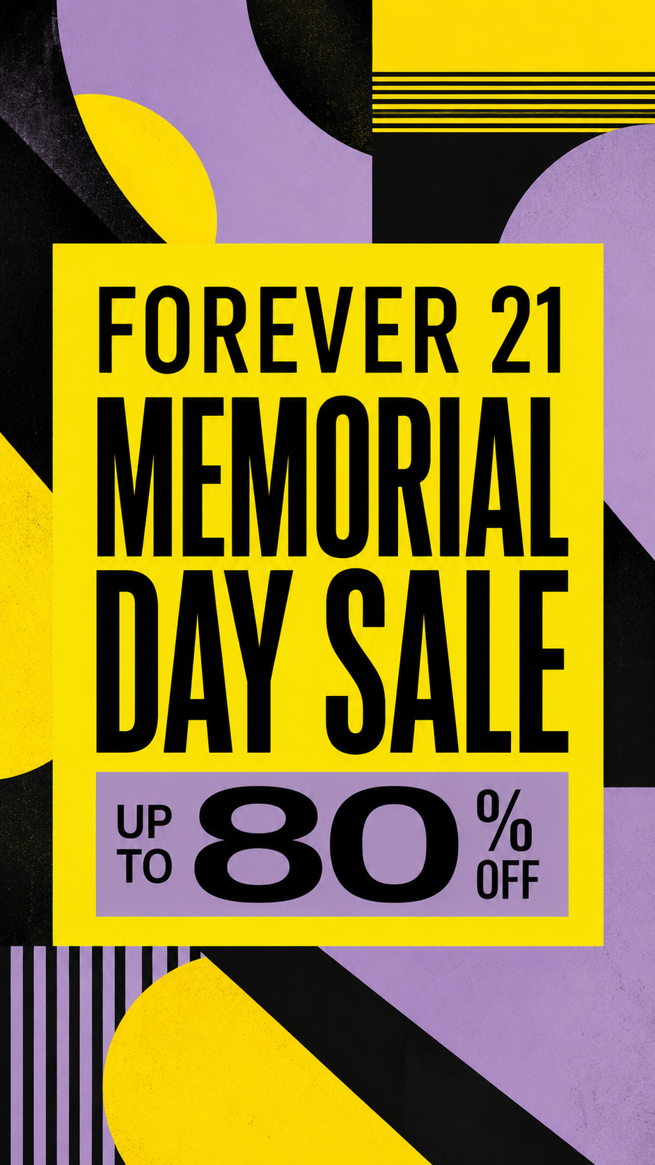 Forever 21 Facebook ad: Memorial Day Sale: Up to 80% Off