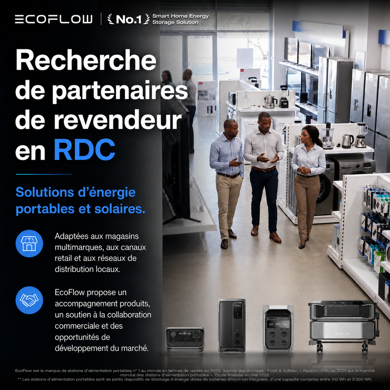 EcoFlow Facebook ad: EcoFlow recherche des revendeurs partenaires en RDC!