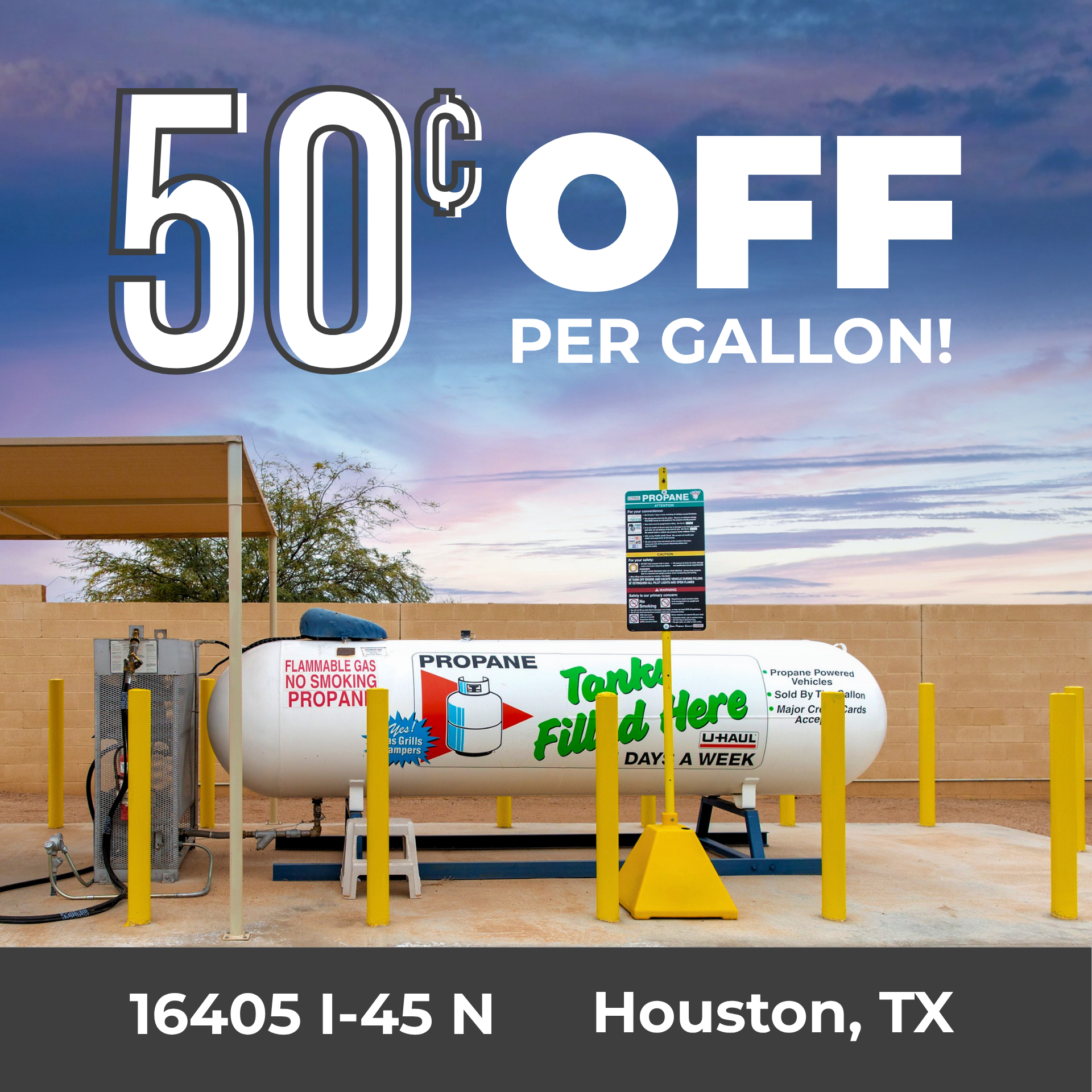 U-Haul Propane Facebook ad: Get 50 Cents Off Per Gallon of Propane!