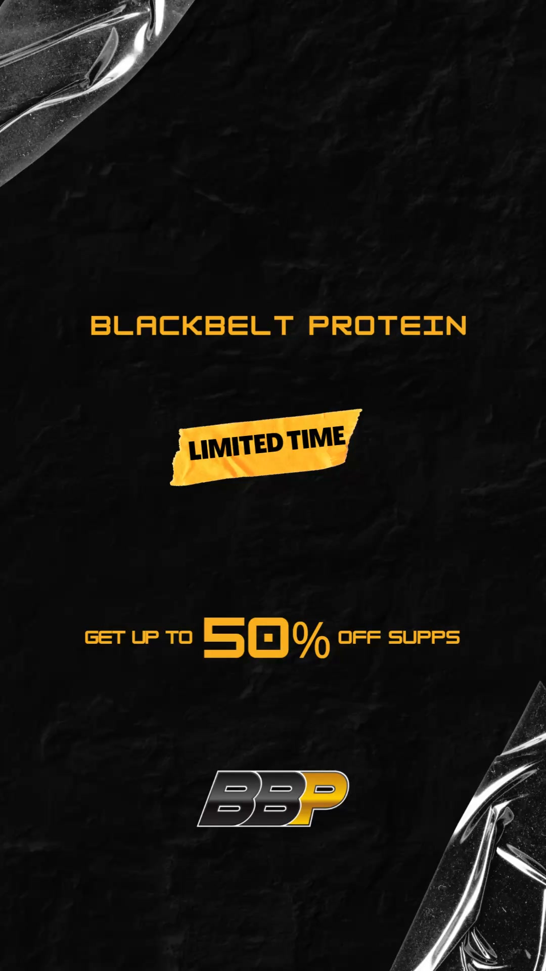 BlackBelt Protein Facebook ad: Limited Time. Up To 50% Off