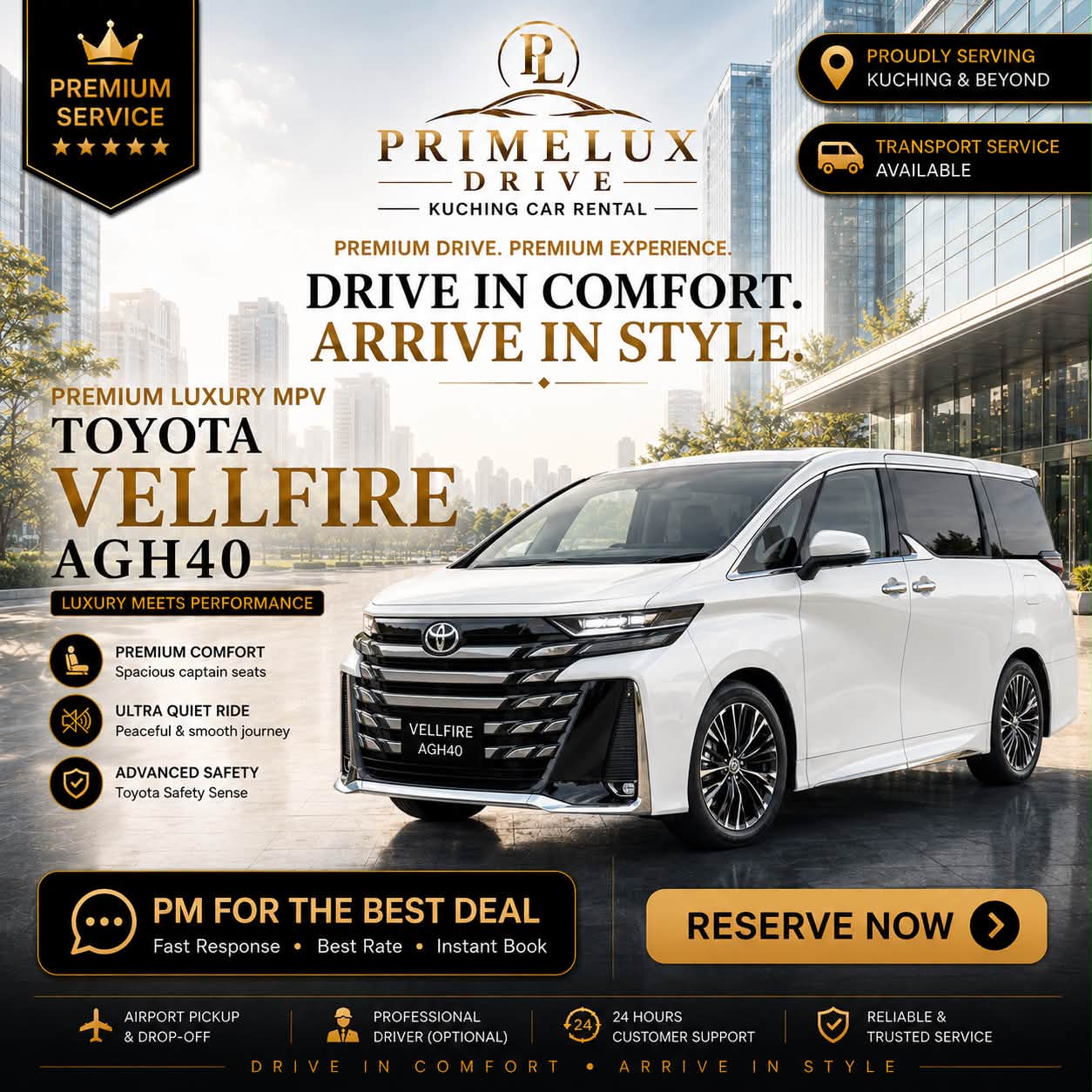 PrimeLux Drive Kuching Car Rental Facebook ad: 【本月最新出车价格表已更新!/ SENARAI HARGA TERKINI BULAN INI!】