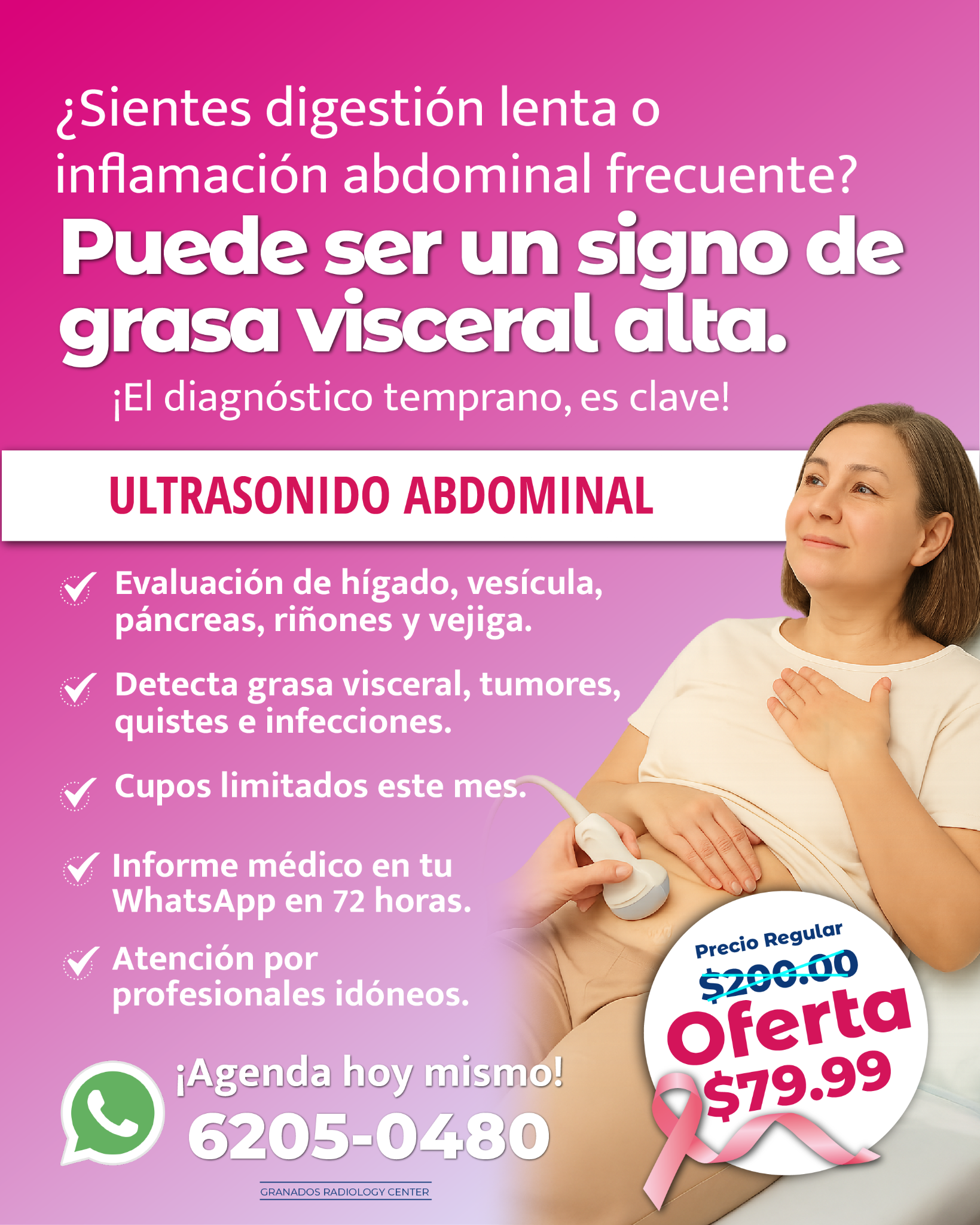 Granados Radiology Center Facebook ad: Detecta grasa visceral a tiempo