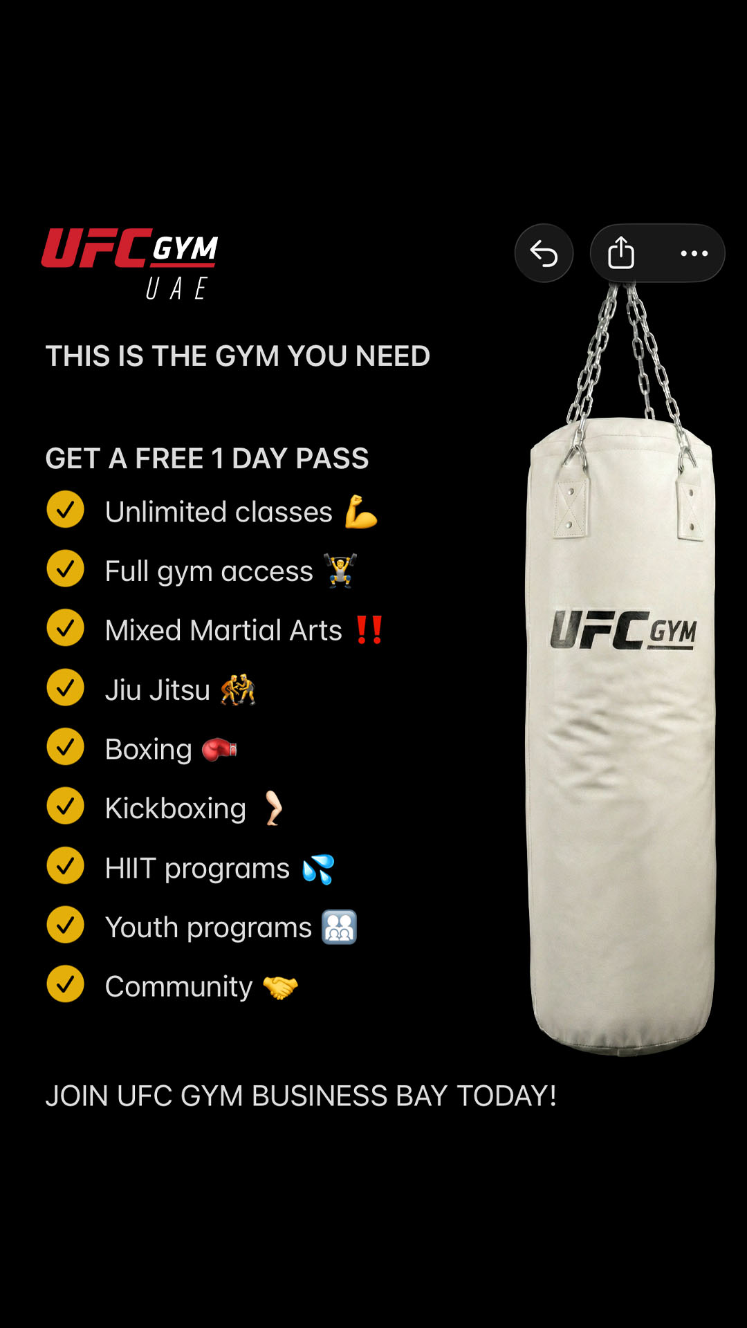 UFC GYM UAE Facebook ad