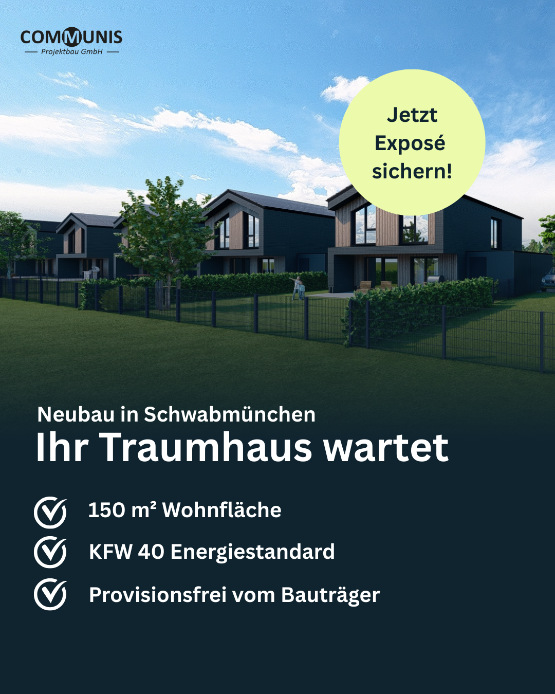 Communis Projektbau Facebook ad: Ihr Designhaus ohne Maklerprovision