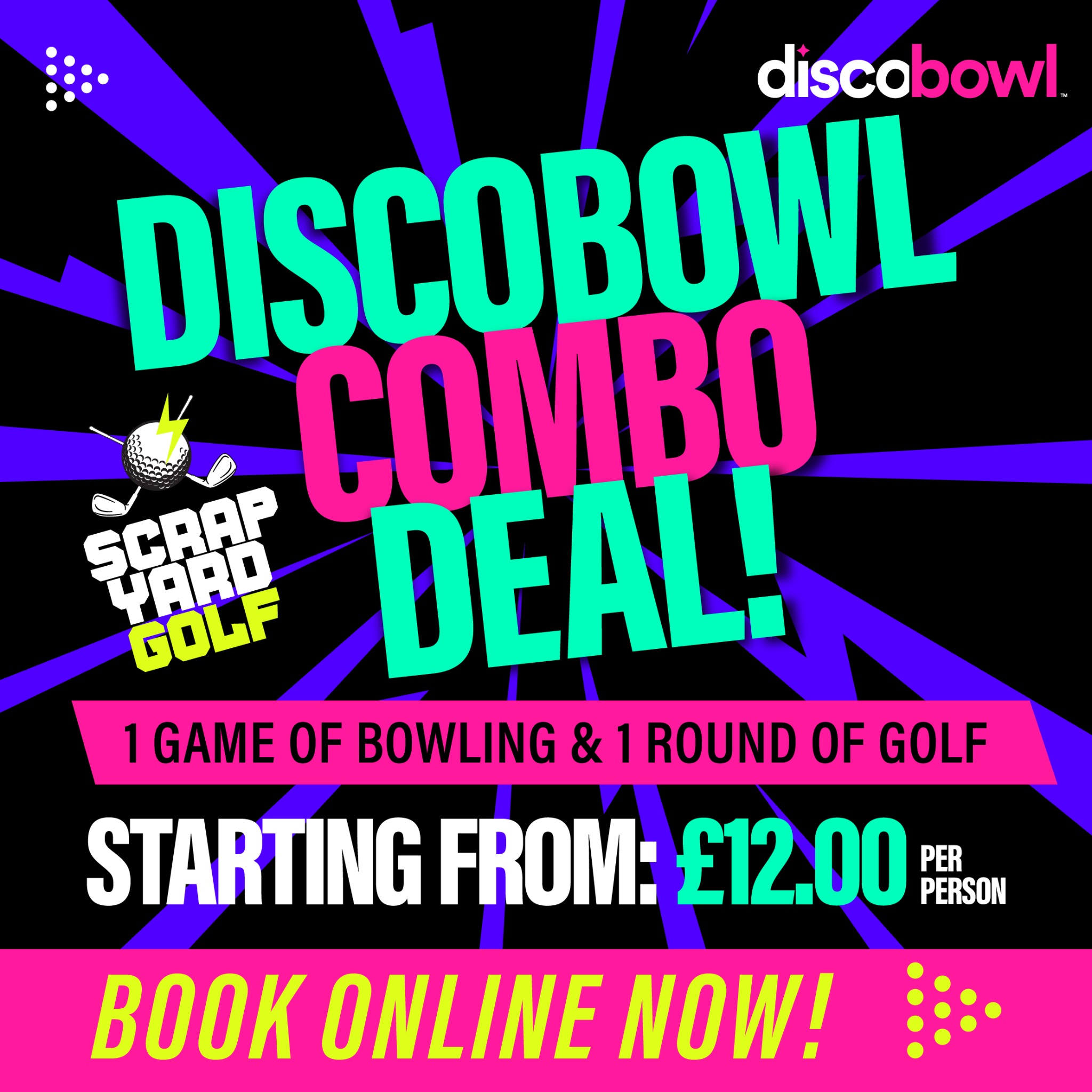 Discobowl Facebook ad: Bowling & Golf Combo