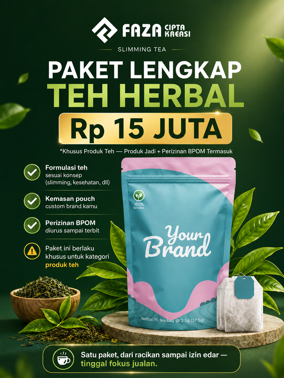 Faza Cipta Kreasi - Jasa Maklon Herbal Facebook ad: PAKET TEH HERBAL Rp15 JUTA