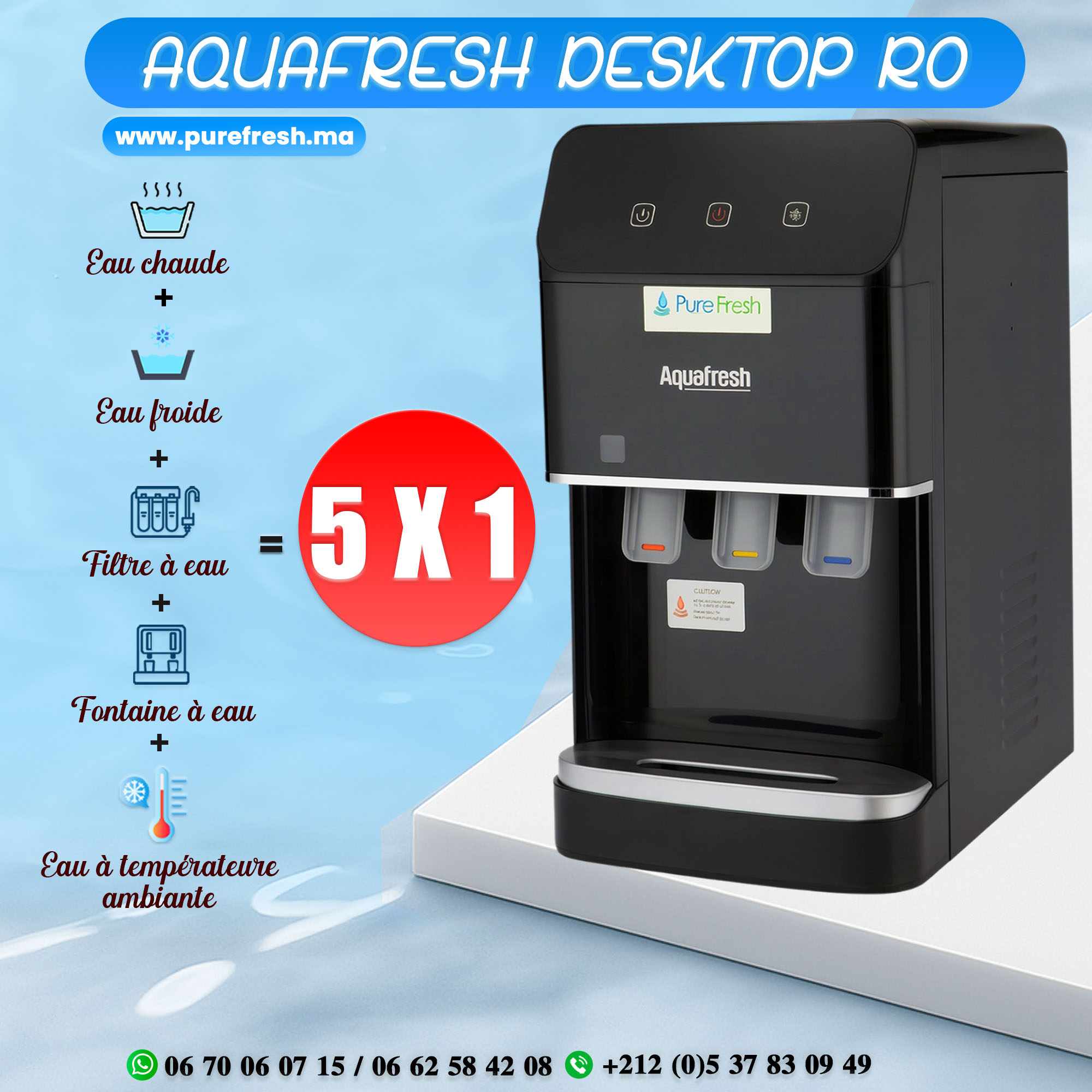 PURE FRESH Facebook ad: Découvrez la Fontaine aquafresh desktop 3 Robinets, 4…