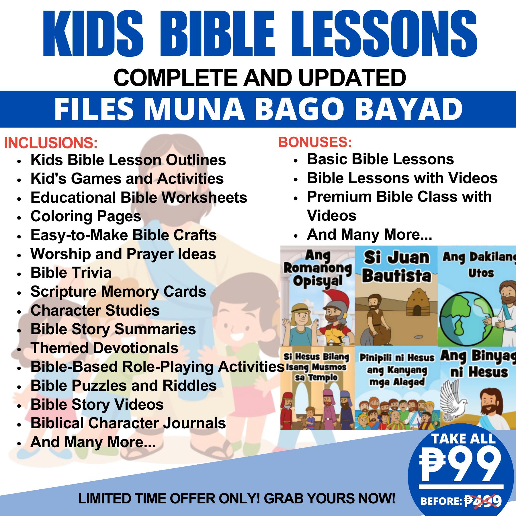 Kids Bible Lessons Facebook ad: FILES MUNA BAGO BAYAD