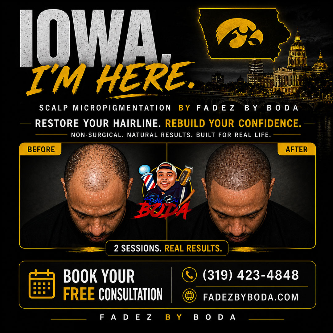 Fadez By Boda LLC Facebook ad: Iowa, Fight Back Against Hair Loss