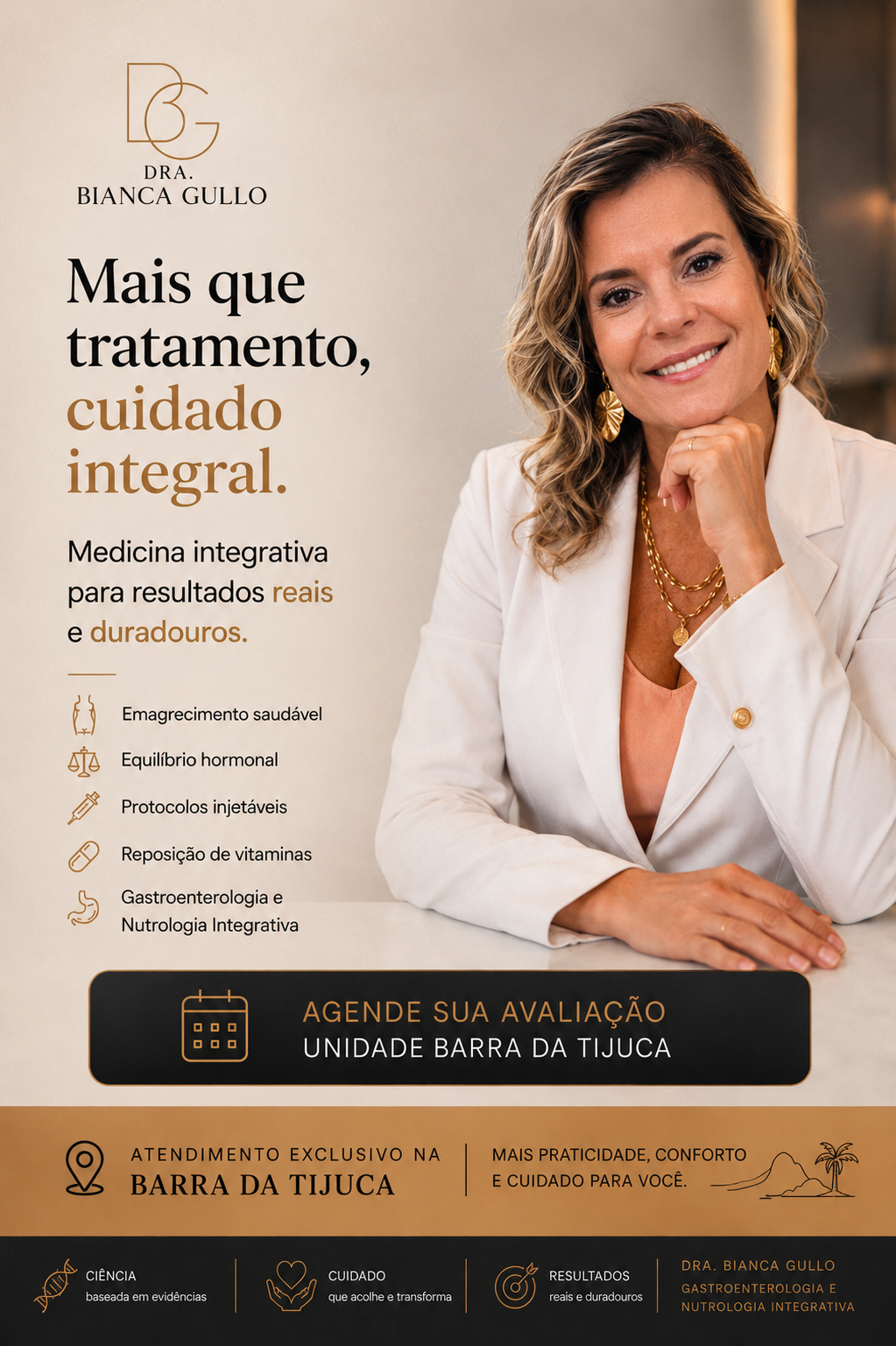 Dra. Bianca Gullo Facebook ad: Atendimento exclusivo com vagas limitadas.