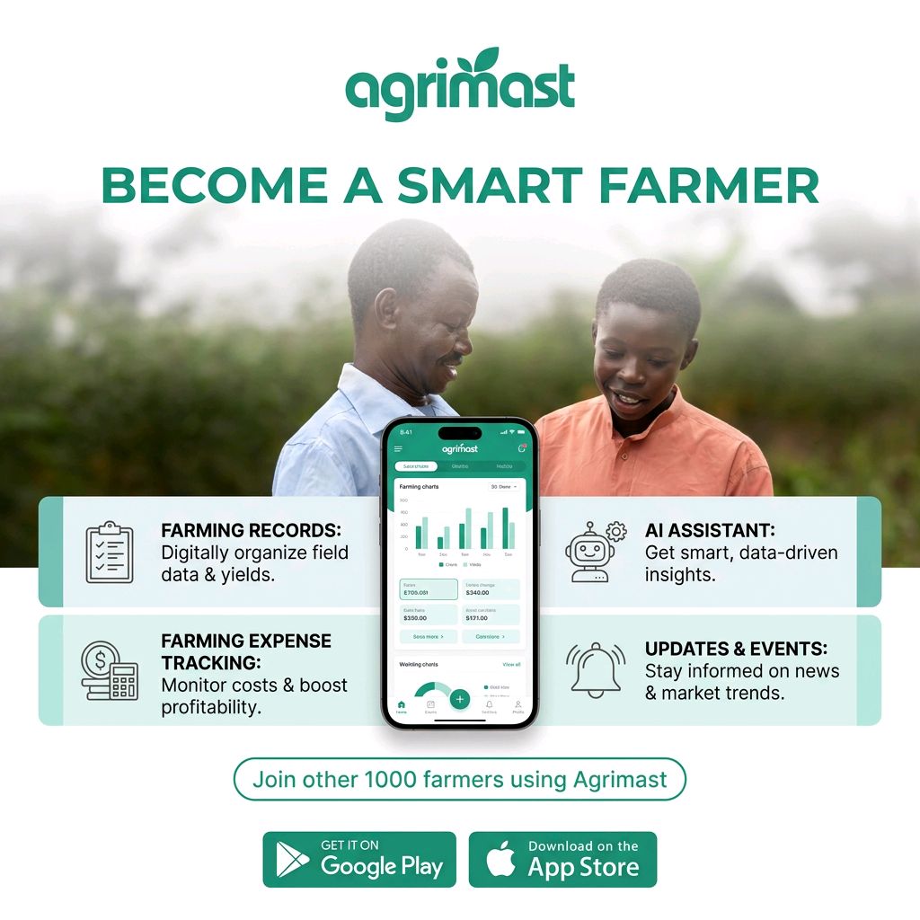 Agrimast Solutions Facebook ad: Download Agrimast, Smart Farmer App