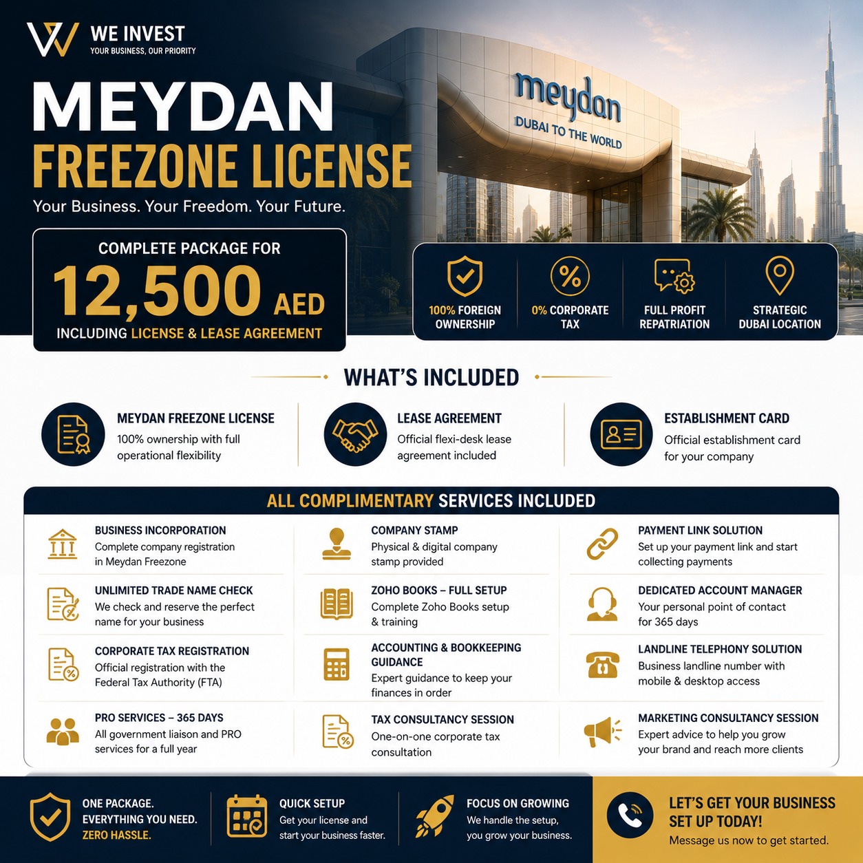 We Invest Corporate Services and Real Estate Facebook ad: Launch your UAE business the smart way with…