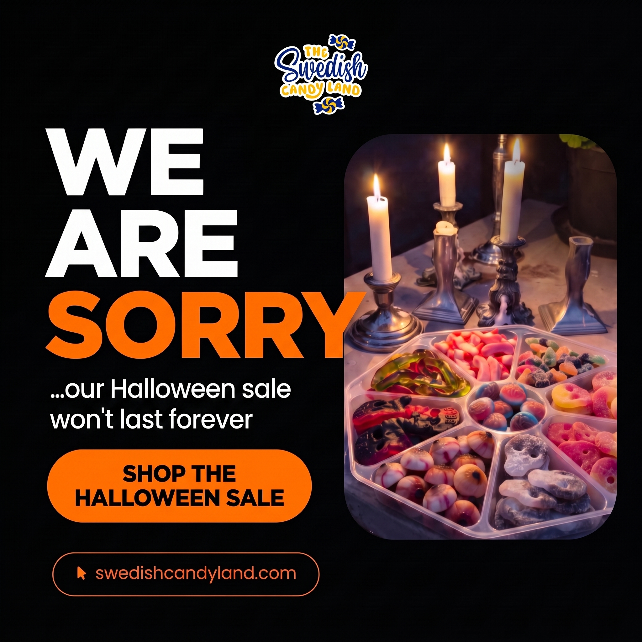 Swedish Candy Land Facebook ad: Treat Yourself to Swedish Halloween Candy