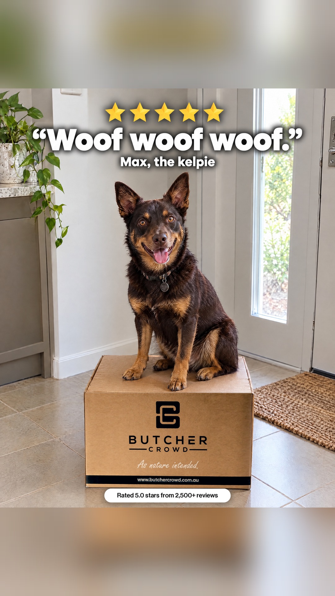 ButcherCrowd Facebook ad: Woof woof woof.