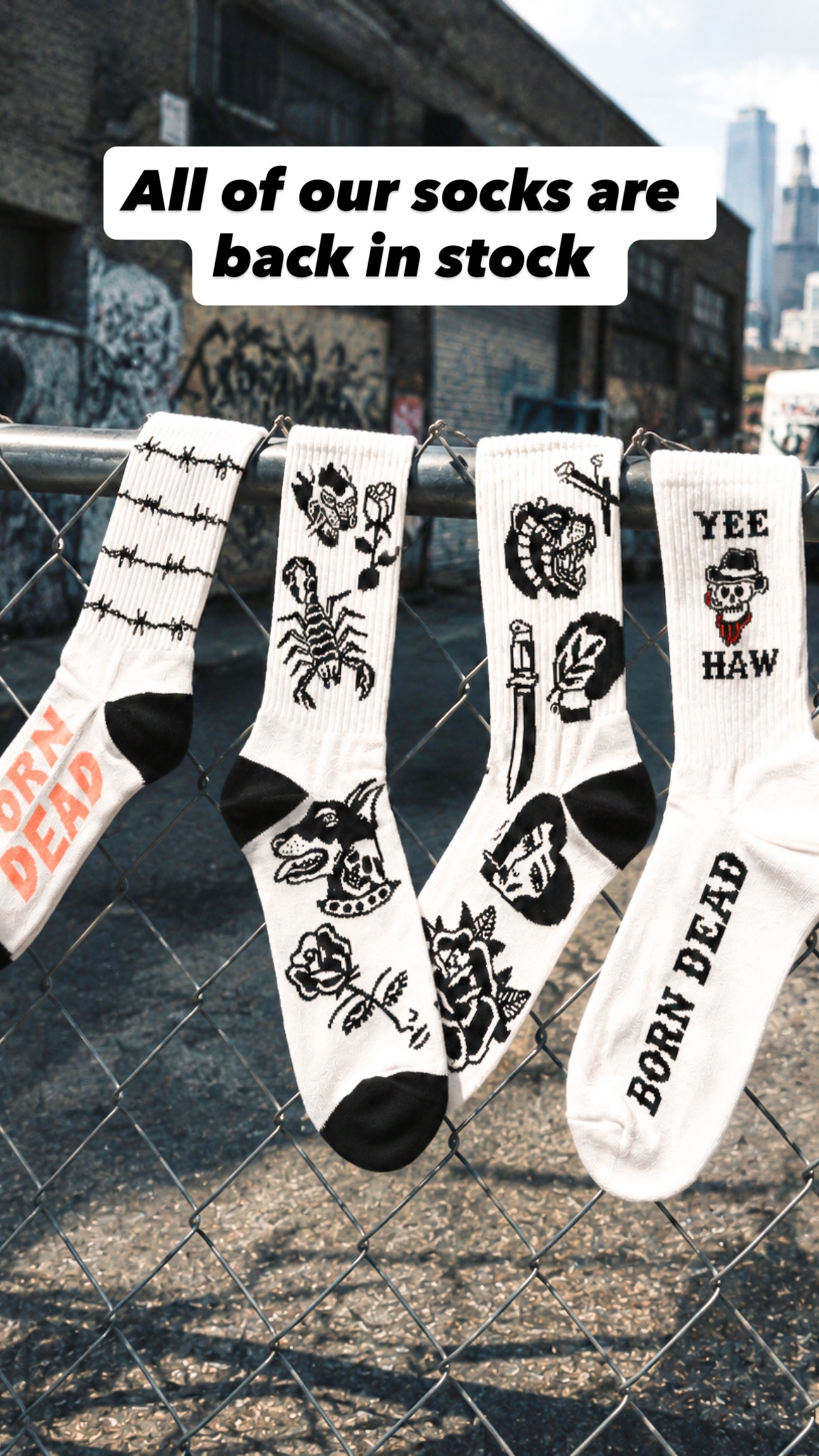 Born Dead Clothing Facebook ad: Socks