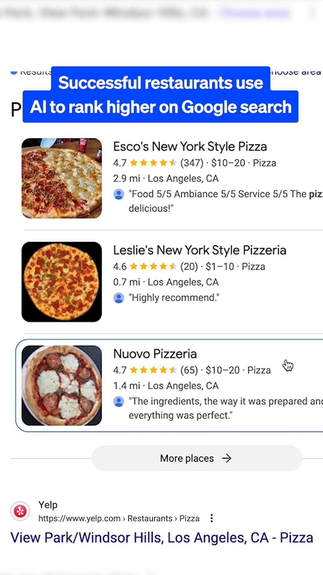 Restaurant Grader Facebook ad: Grade your site