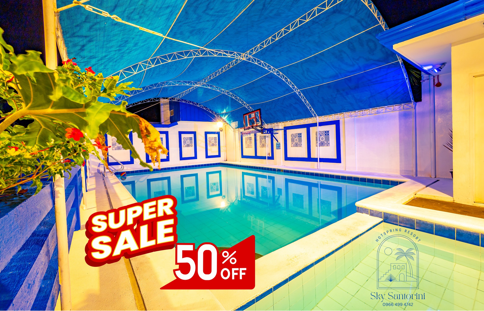 Sky Santorini Hot Spring Resort Facebook ad: PROMO: UP TO 50% OFF