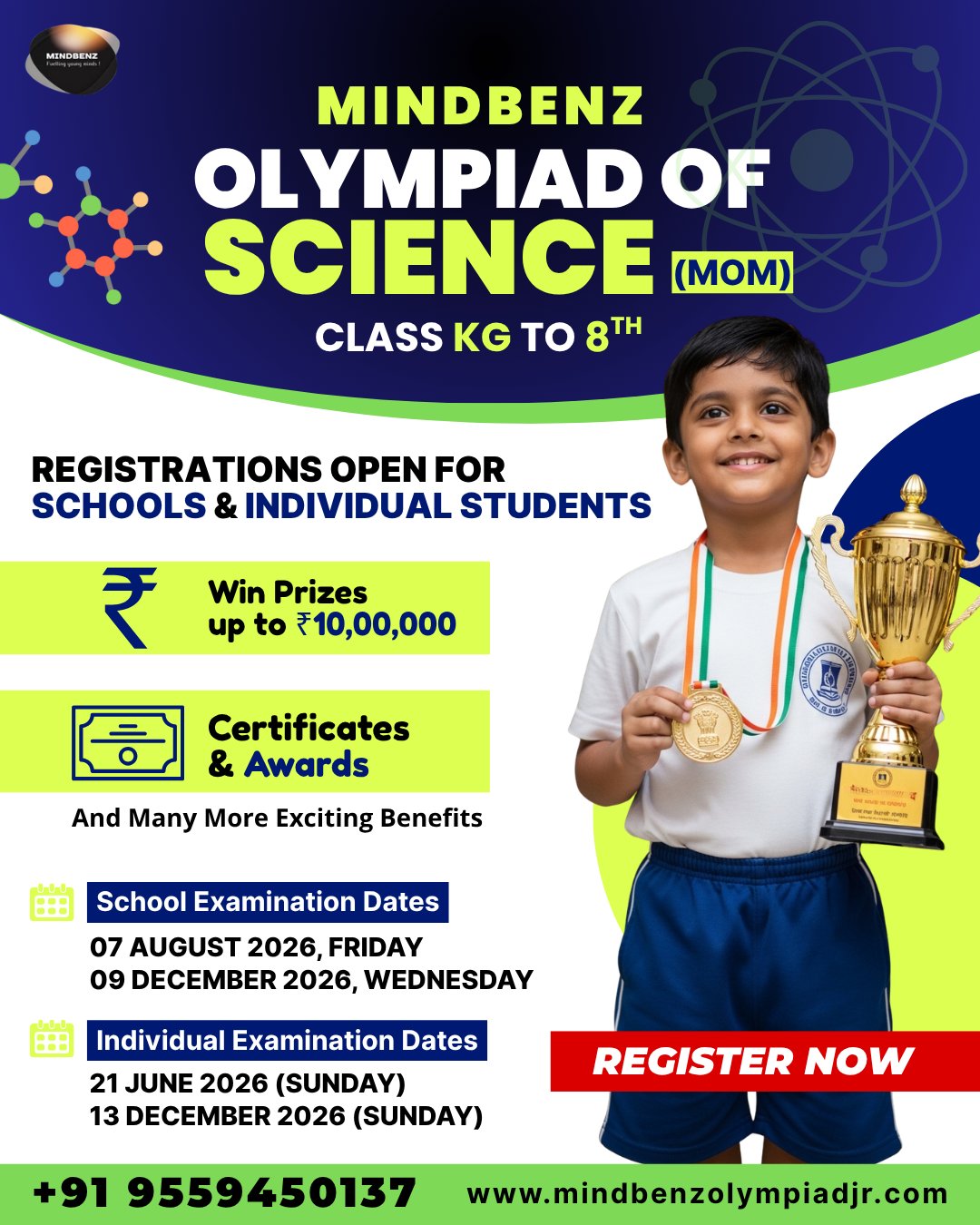 Mindbenz Olympiads Facebook ad: Help your child understand Science the right way