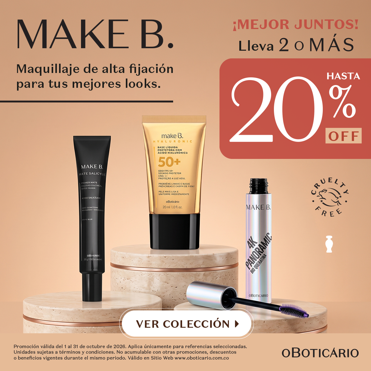 O Boticário Facebook ad: Maquillaje de alta fijación